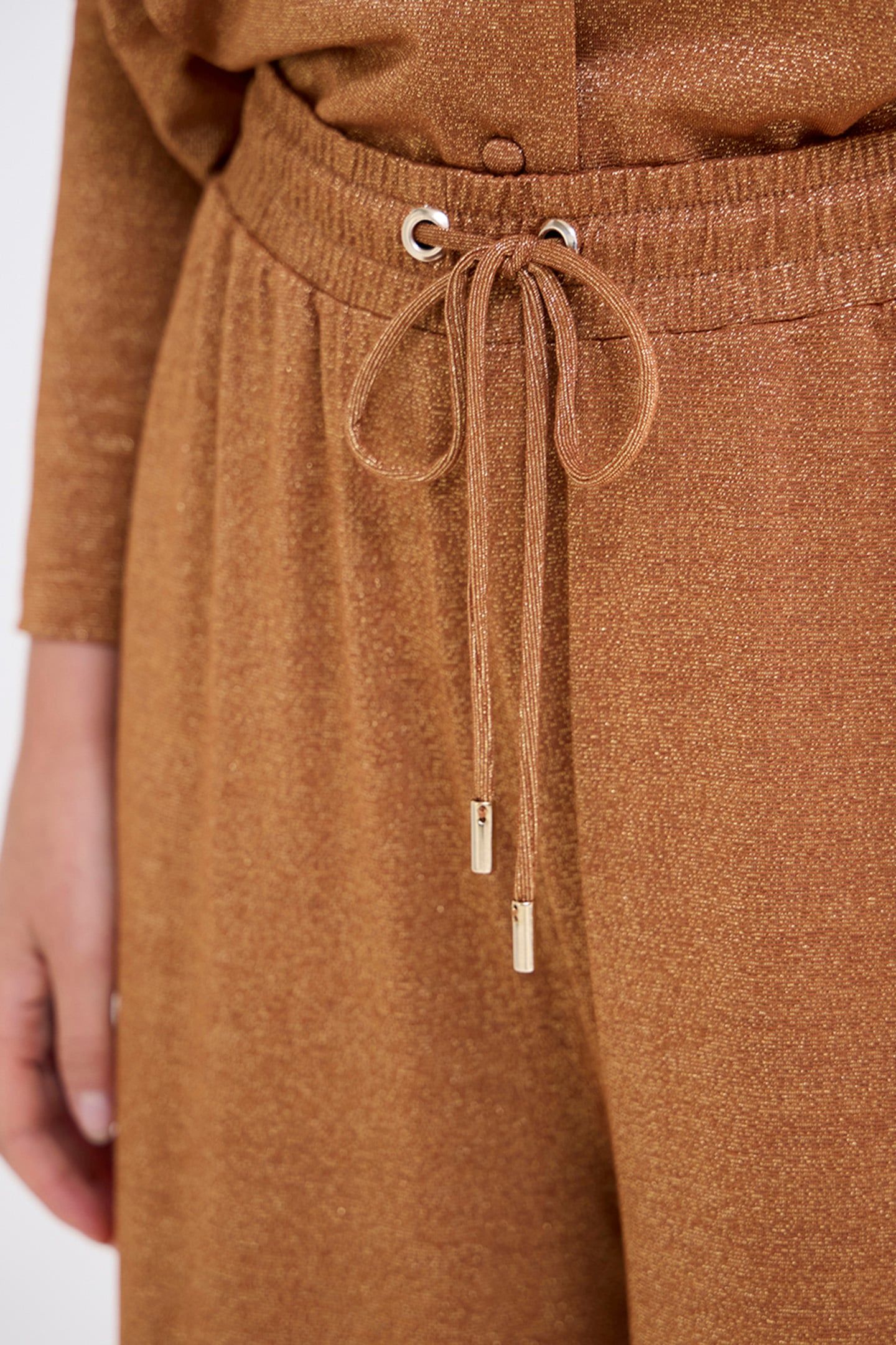 FLARED PANTS FINE LUREX JERSEY CARAMEL COFFEE 4