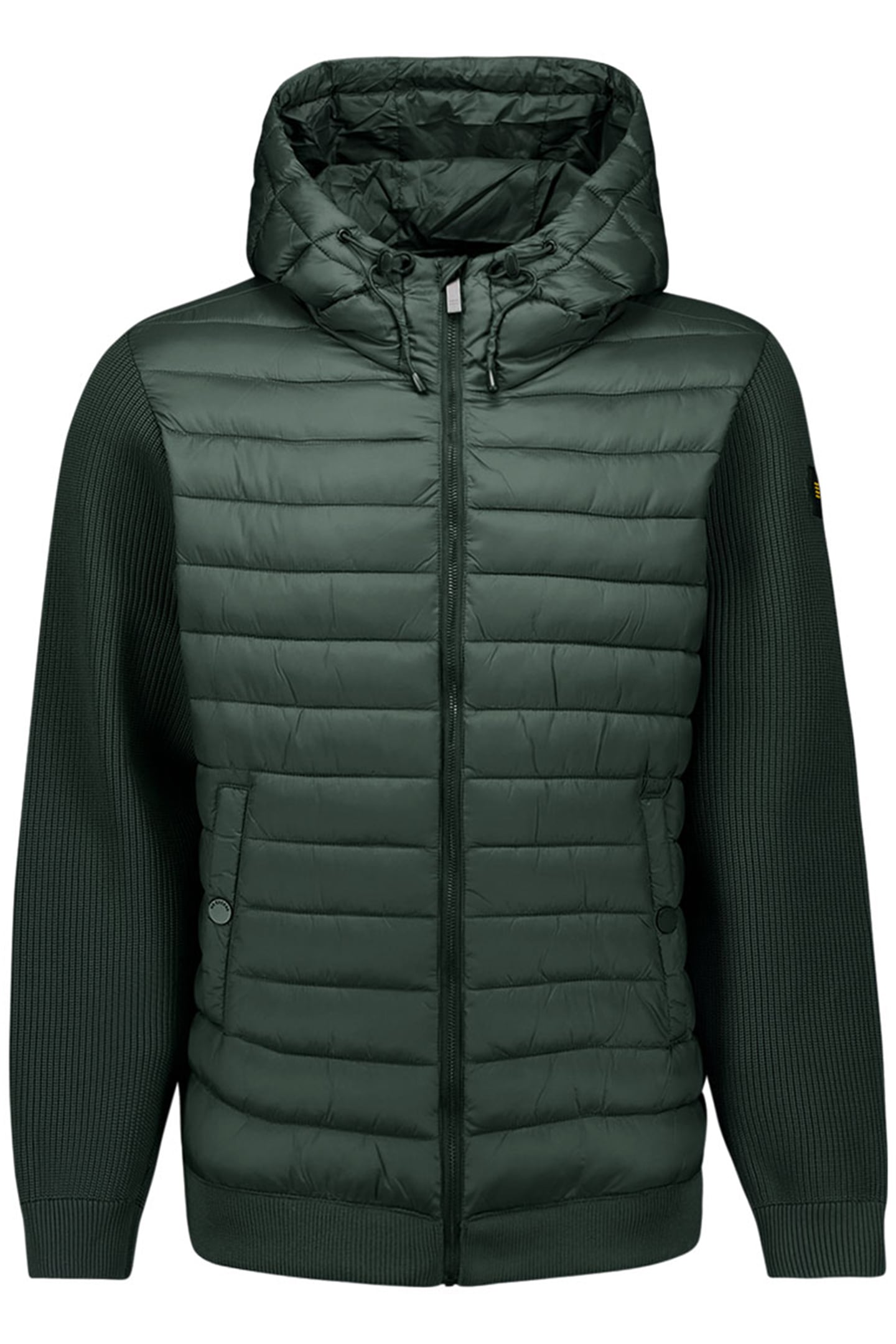 JACKET HOODED PADDED MIX WITH KNIT DARK STEEL 1