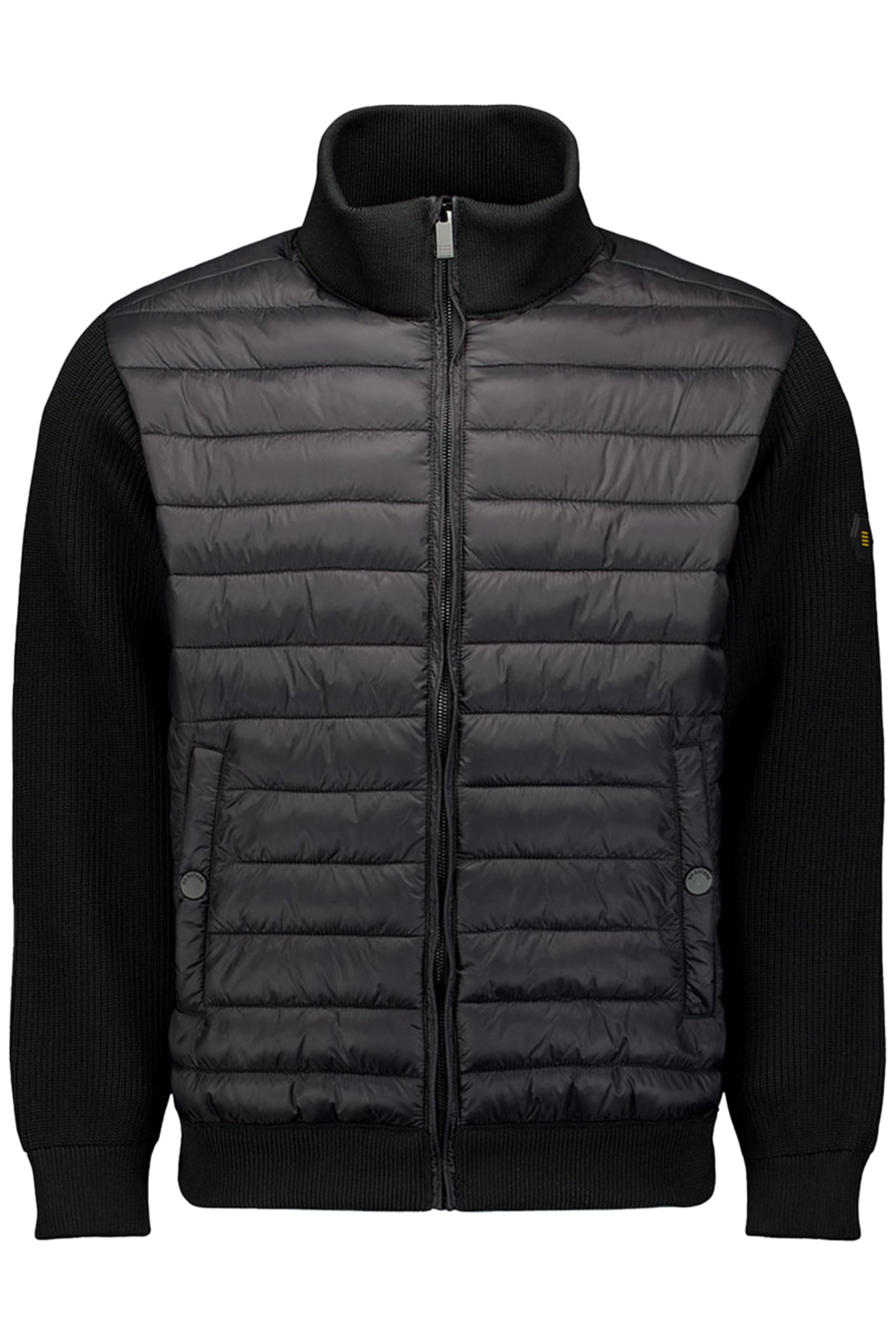 JACKET STAND UP COLLAR PADDED MIX WITH KNIT BLACK 1