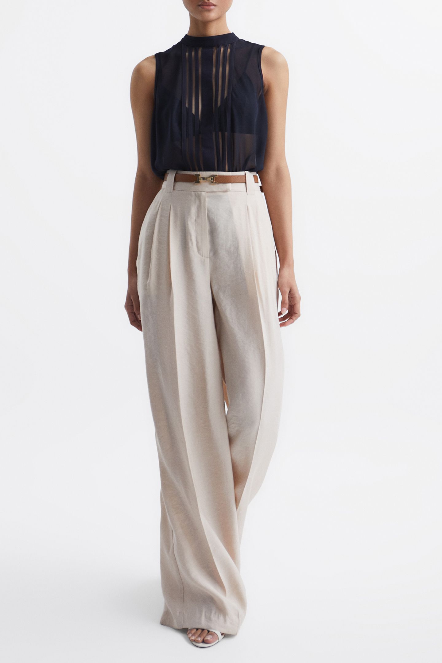 EMERY SHEER STRIPE TANK — NAVY 3