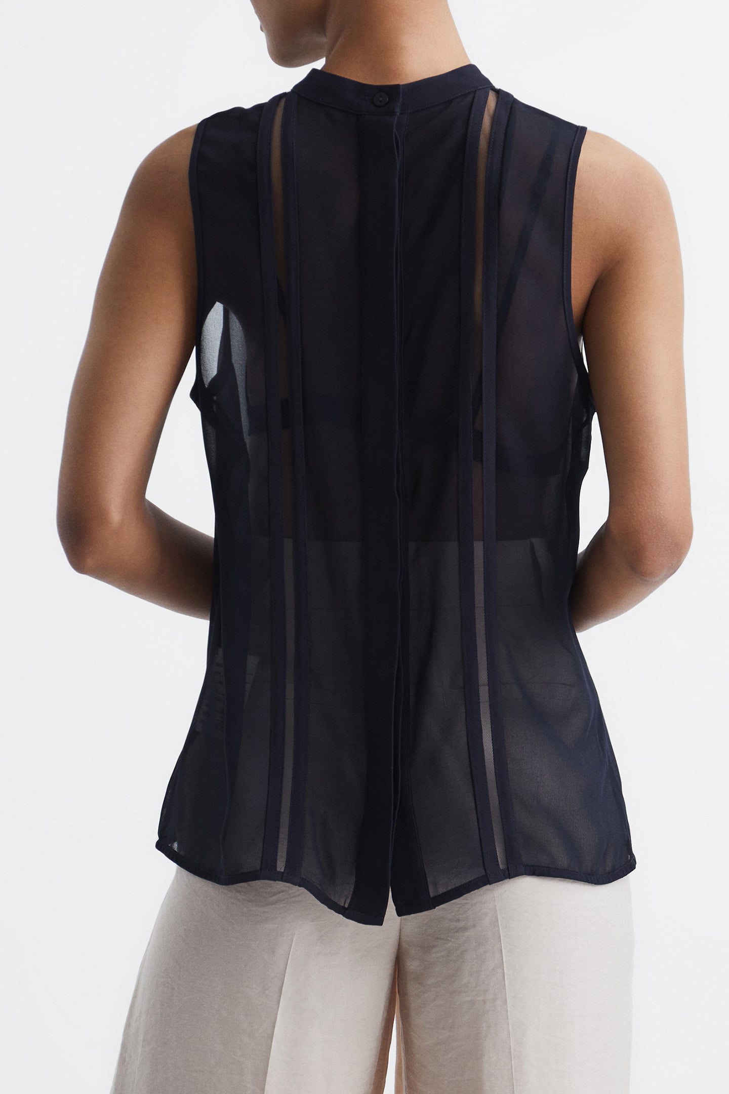 EMERY SHEER STRIPE TANK — NAVY 2