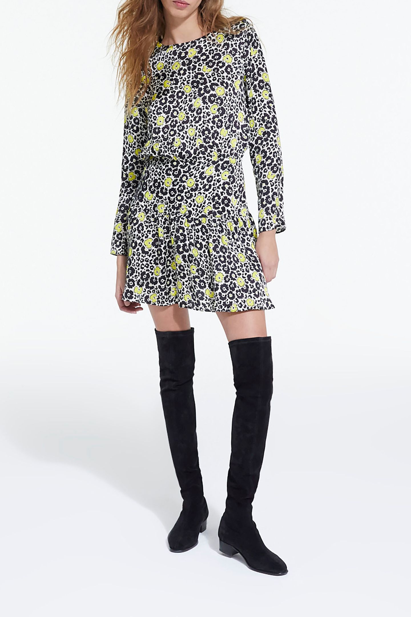 WILD BLOSSOM SHORT DRESS ECRU/YELLOW 3