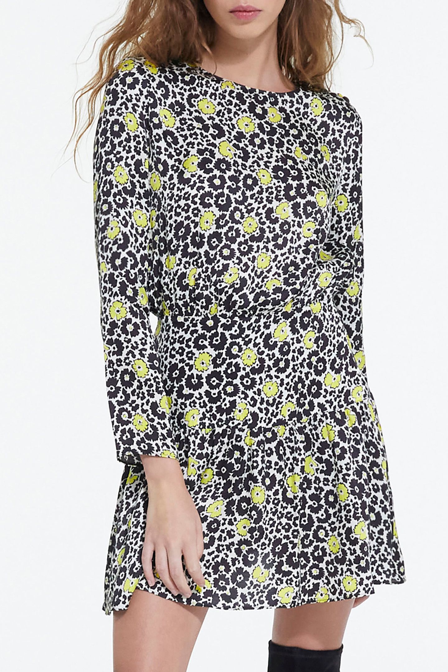 WILD BLOSSOM SHORT DRESS ECRU/YELLOW 1