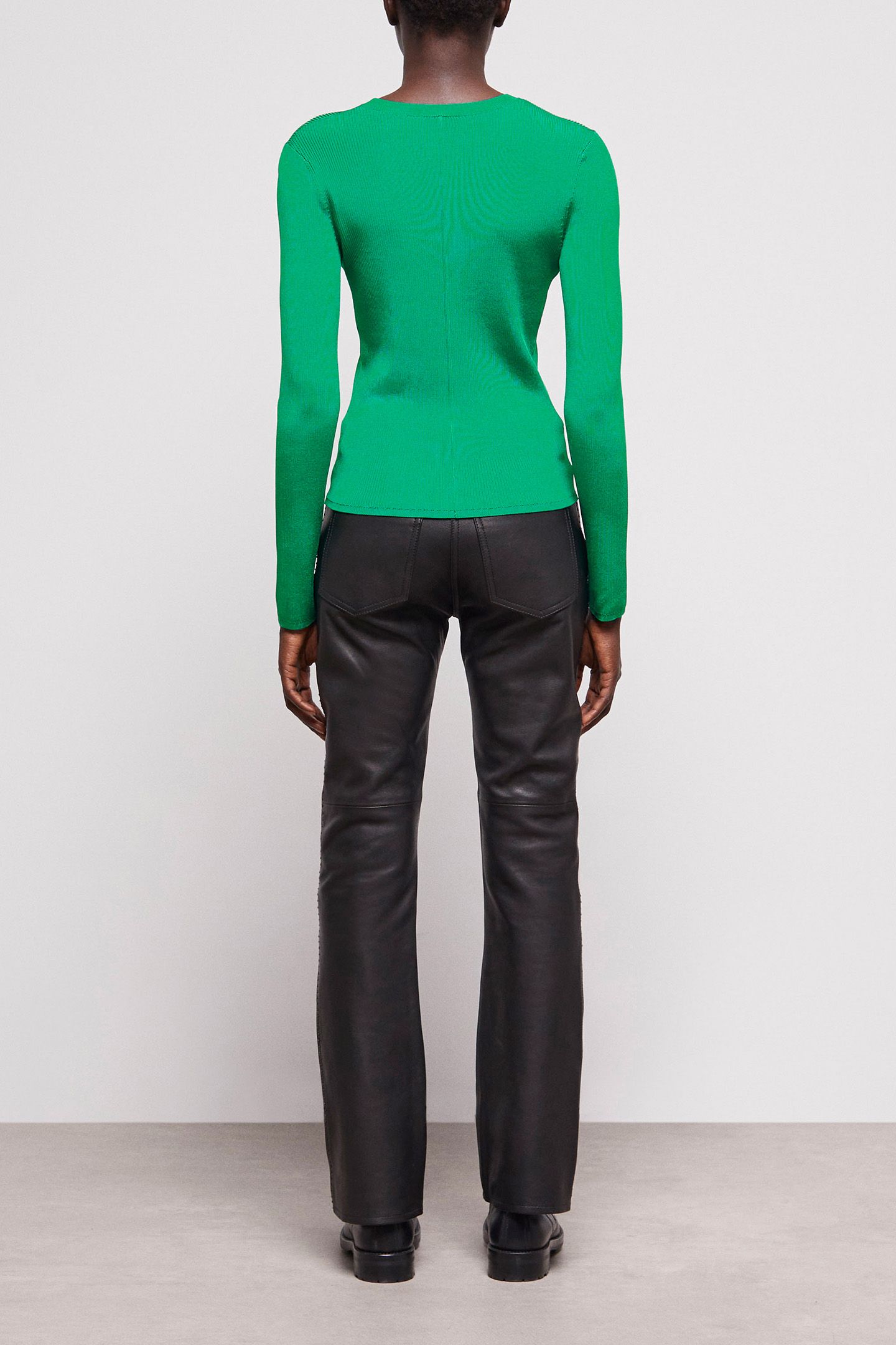 ROUND NECK LONG SLEEVE VISCOSE SWEATER GREEN 2