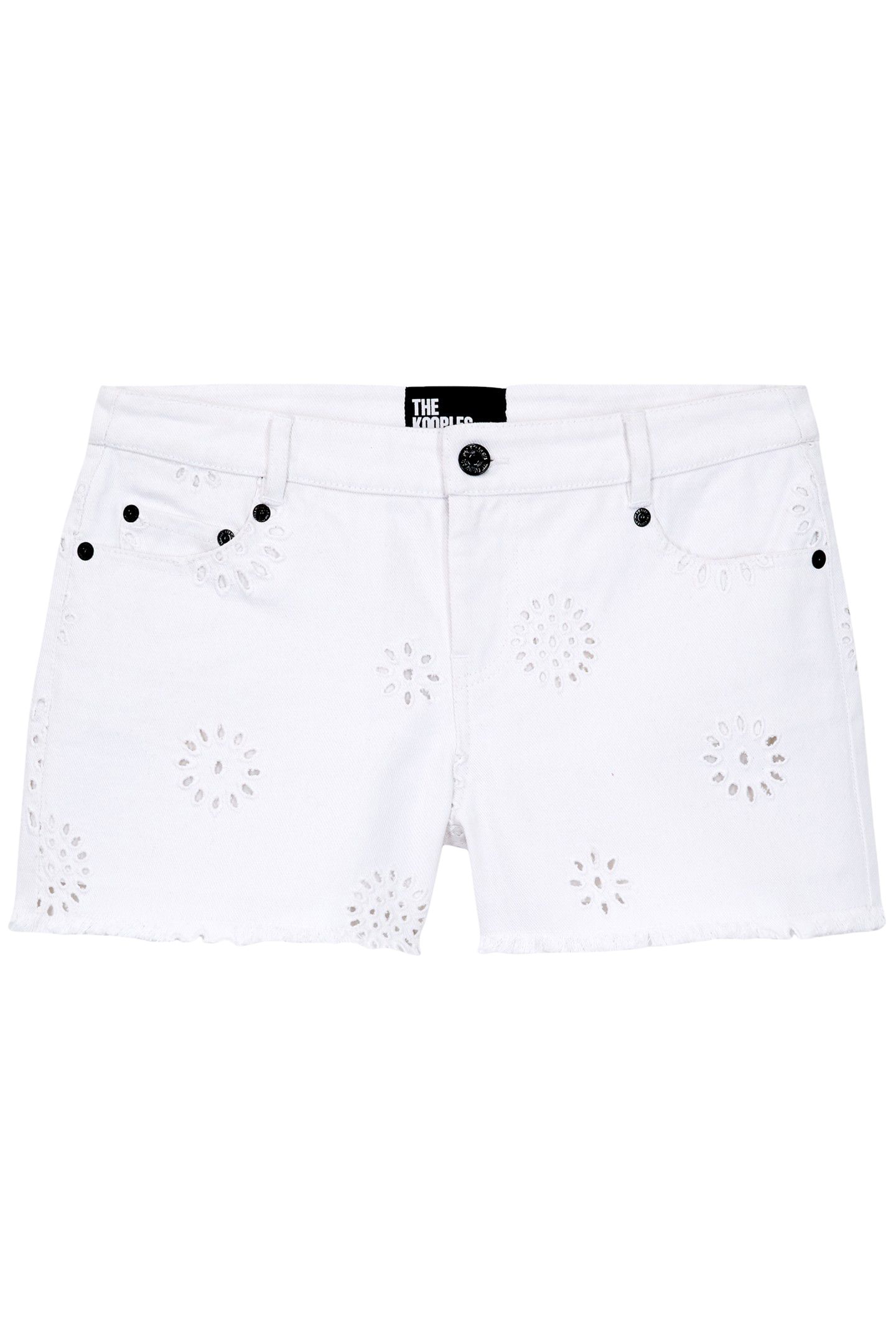 DENIM SHORTS WITH ENGLISH EMBROIDERY WHITE 4