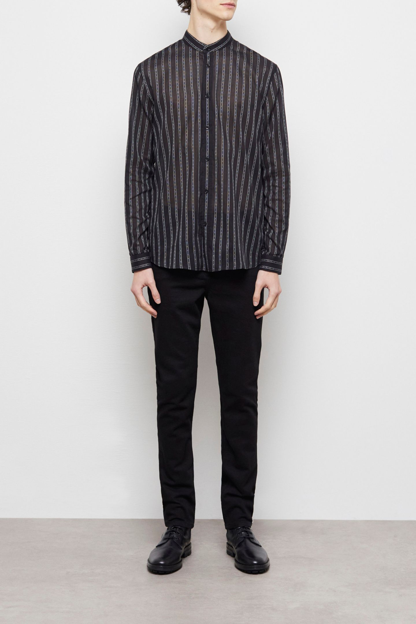 TUNISIAN COLLAR SHIRT BLACK 1
