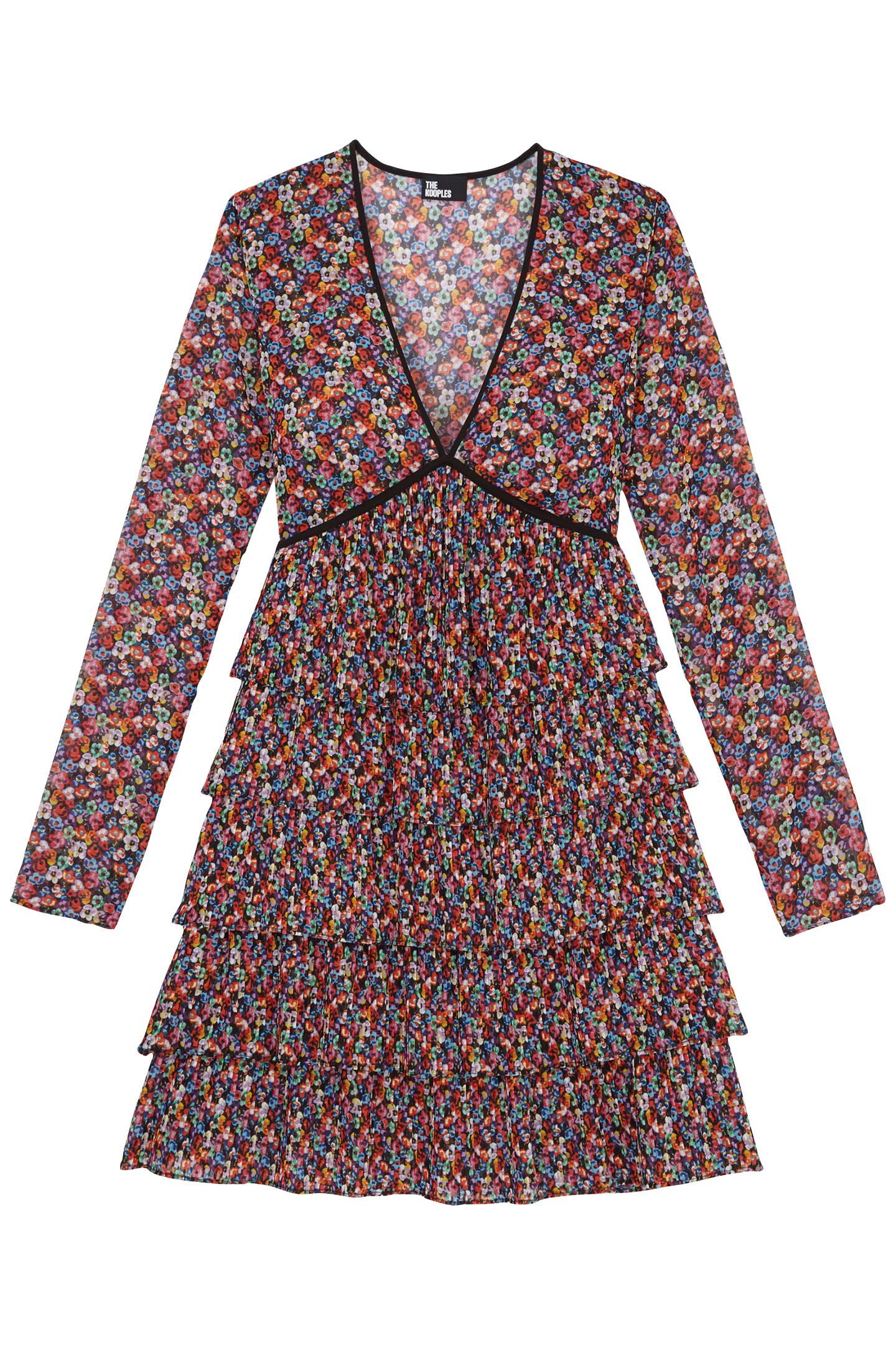 LONG SLEEVE DRESS WITH SHORT PLEATED SKIRT MULTICOLOR 1