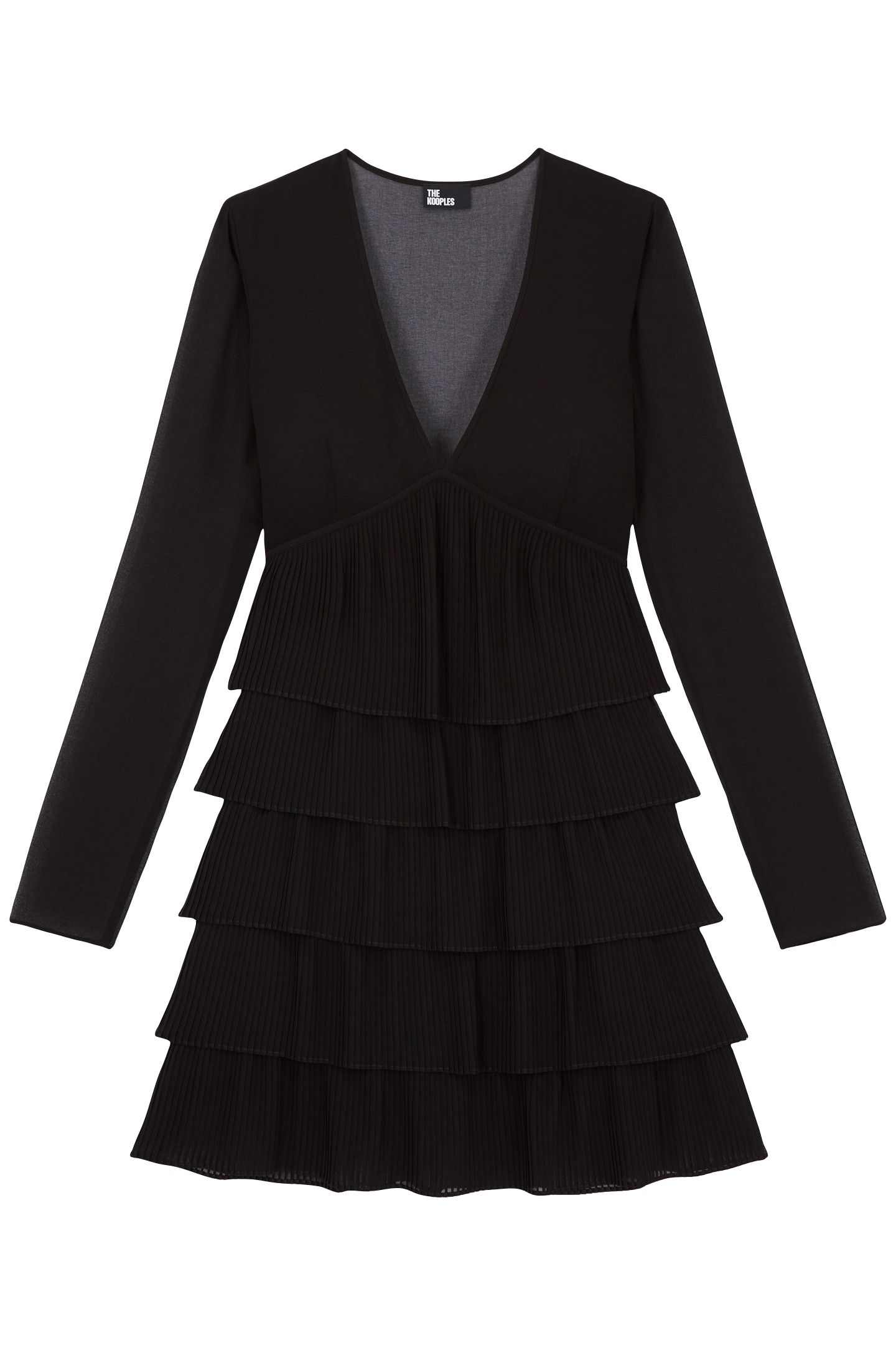 LONG SLEEVE DRESS WITH SHORT PLEATED SKIRT BLACK 4