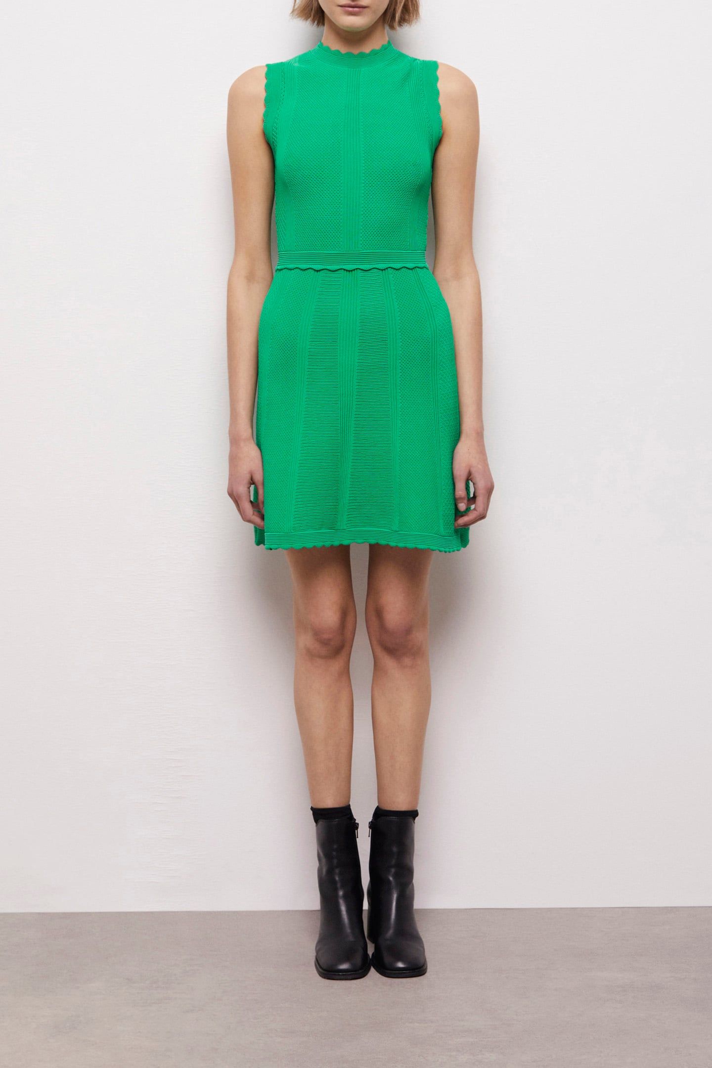 SHORT SLEEVELESS KNIT DRESS GREEN 1