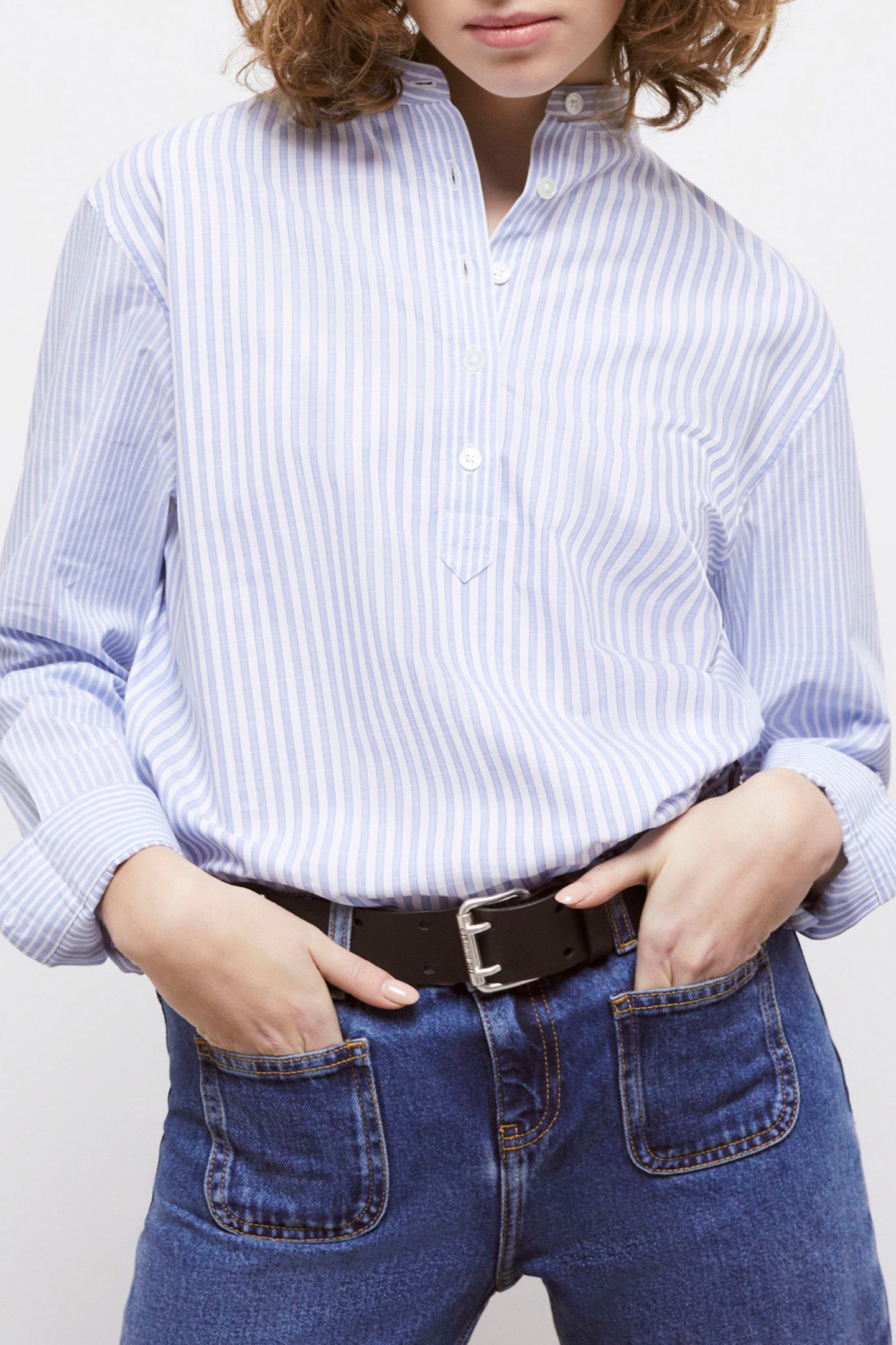 LONG SLEEVE SHIRT WITH CLASSIC COLLAR BLUE WHITE 5