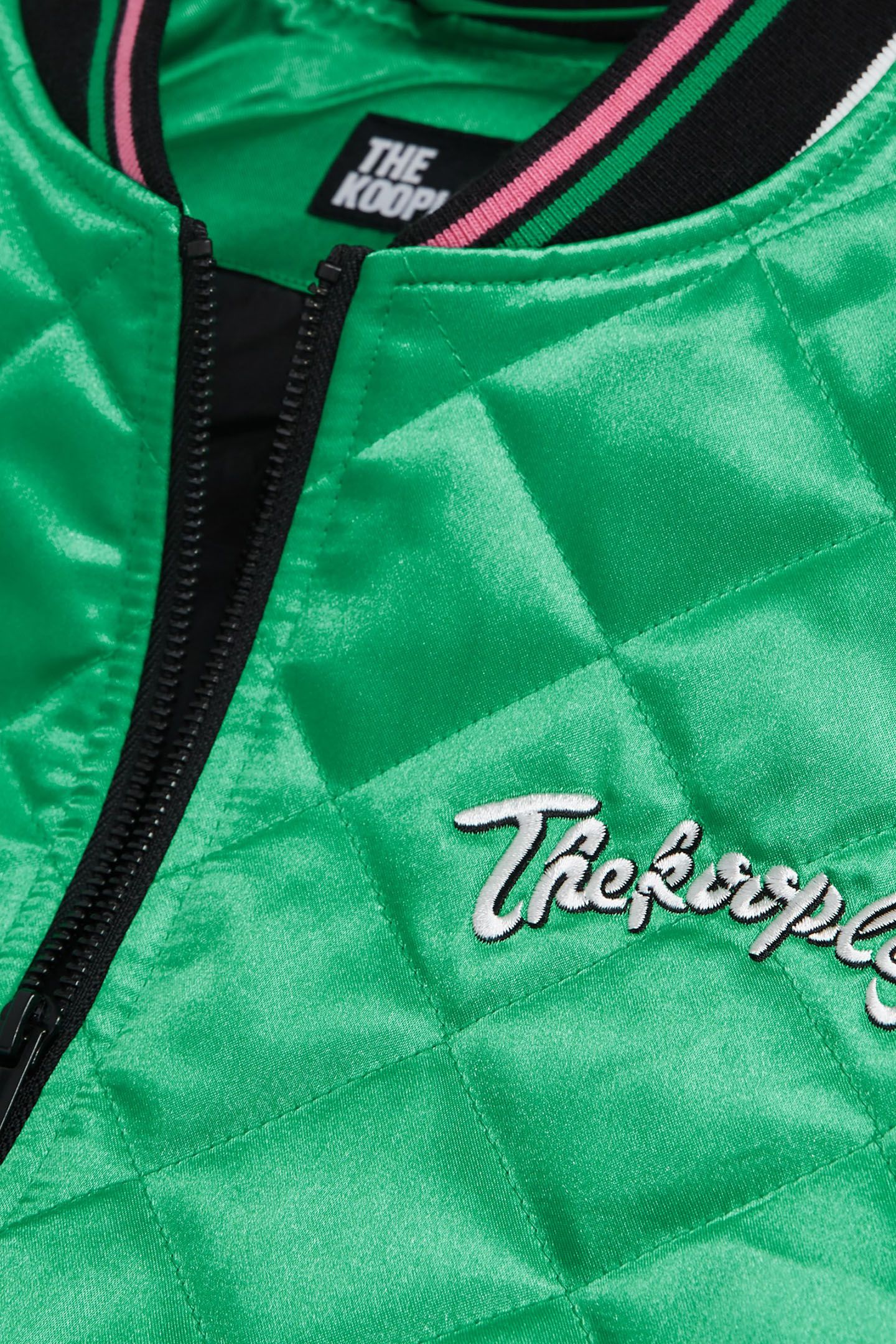 BOMBER BRODERIE FLOWER SKULL GREEN-WHITE 6