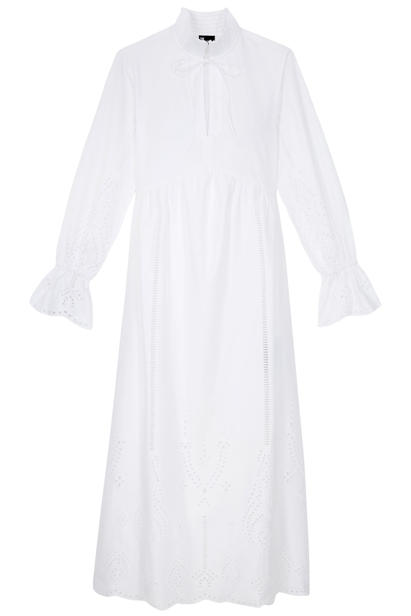 LONG DRESS PLACED ENGLISH EMBROIDERY WHITE 1