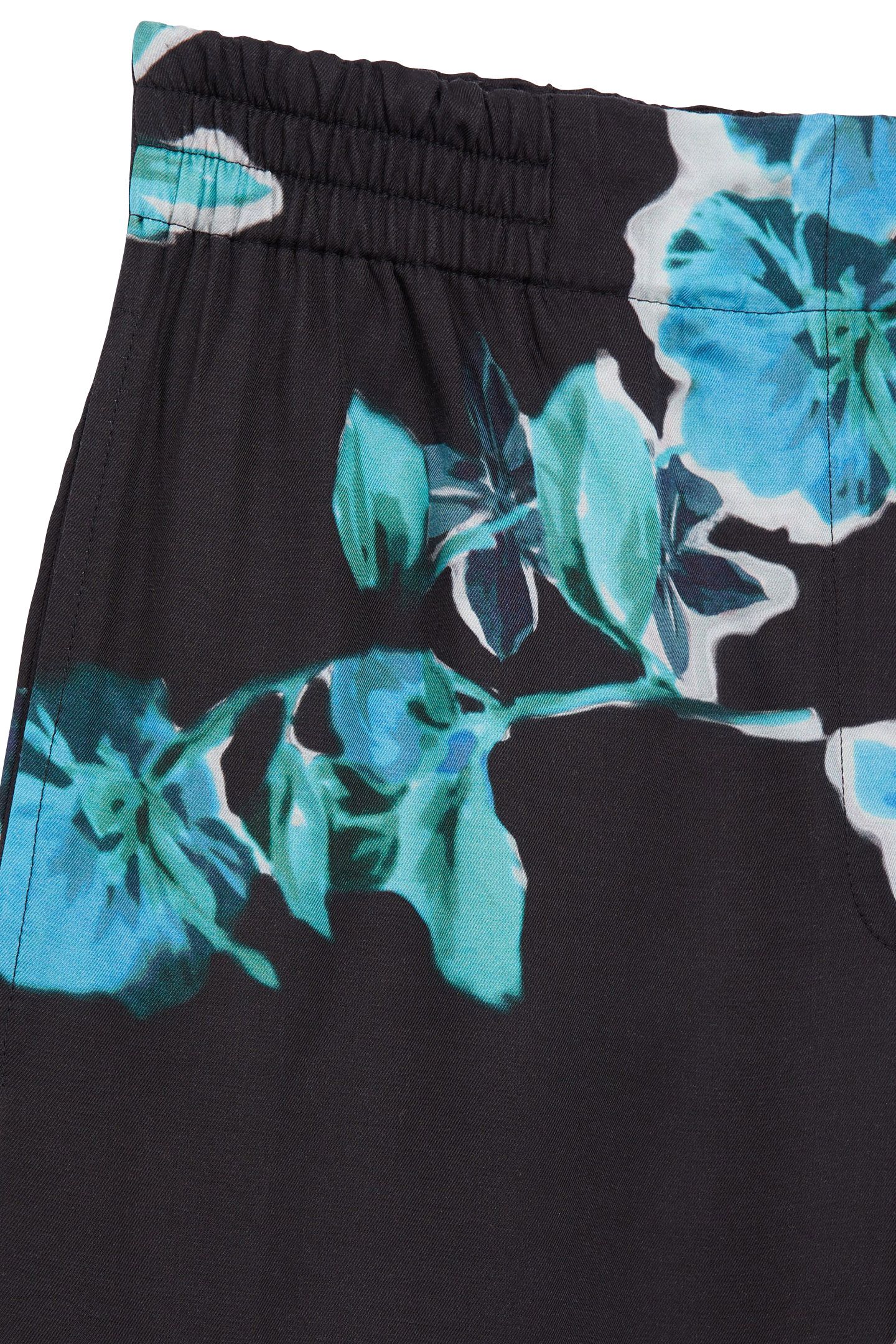 ELASTIC WAIST PAJAMA-STYLE PANTS BLACK BLUE 7