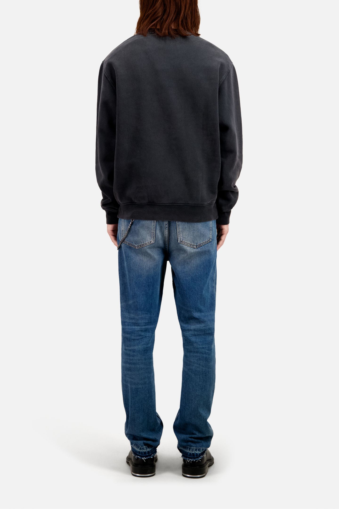 SWEAT WASH WITH WOLF PRINT BLACK WASHED 3