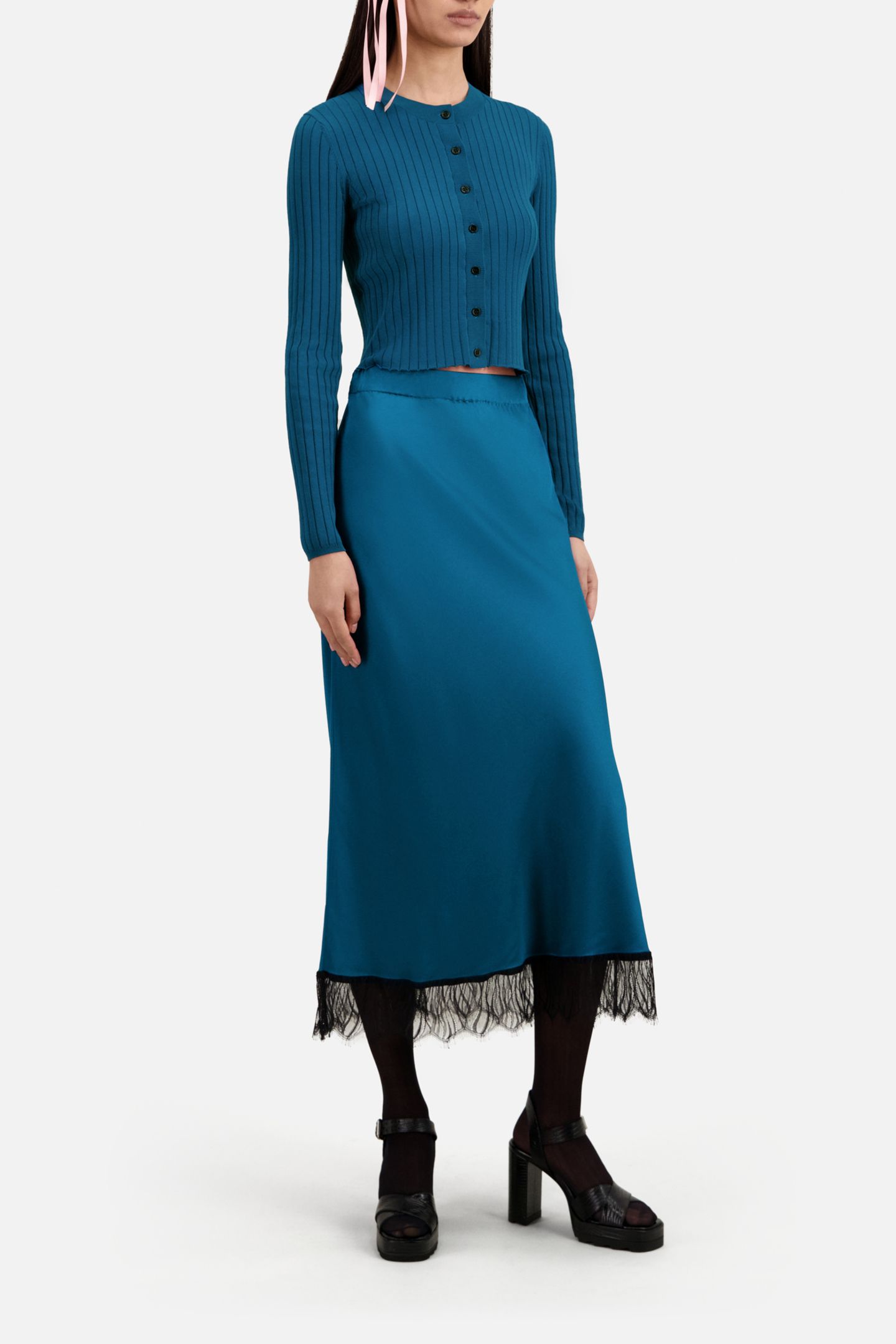CROPPED CARDIGAN EN COTES MEDIUM BLUE 5
