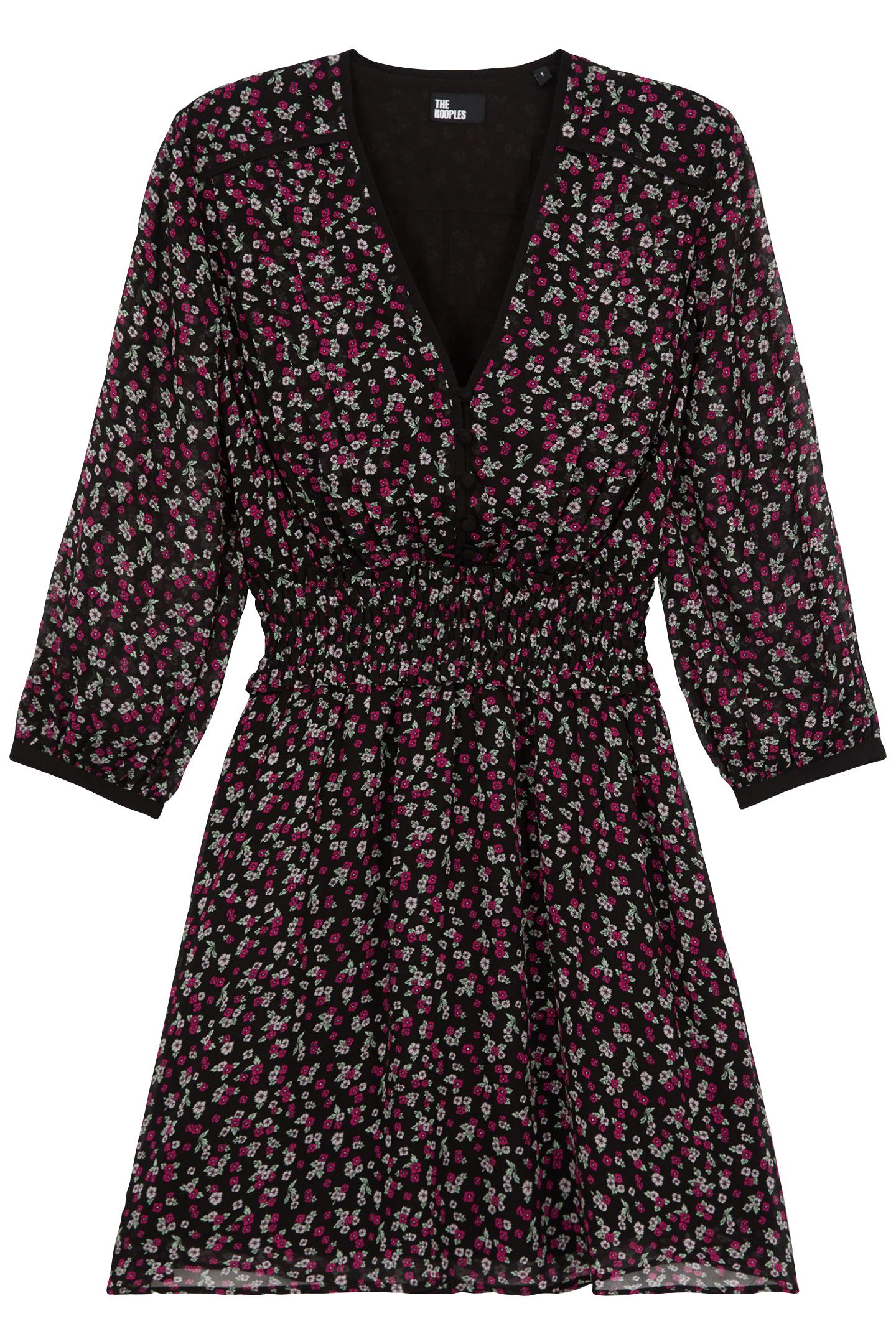 SHORT DRESS WITH 3/4 SLEEVES BLACK/PINK 4