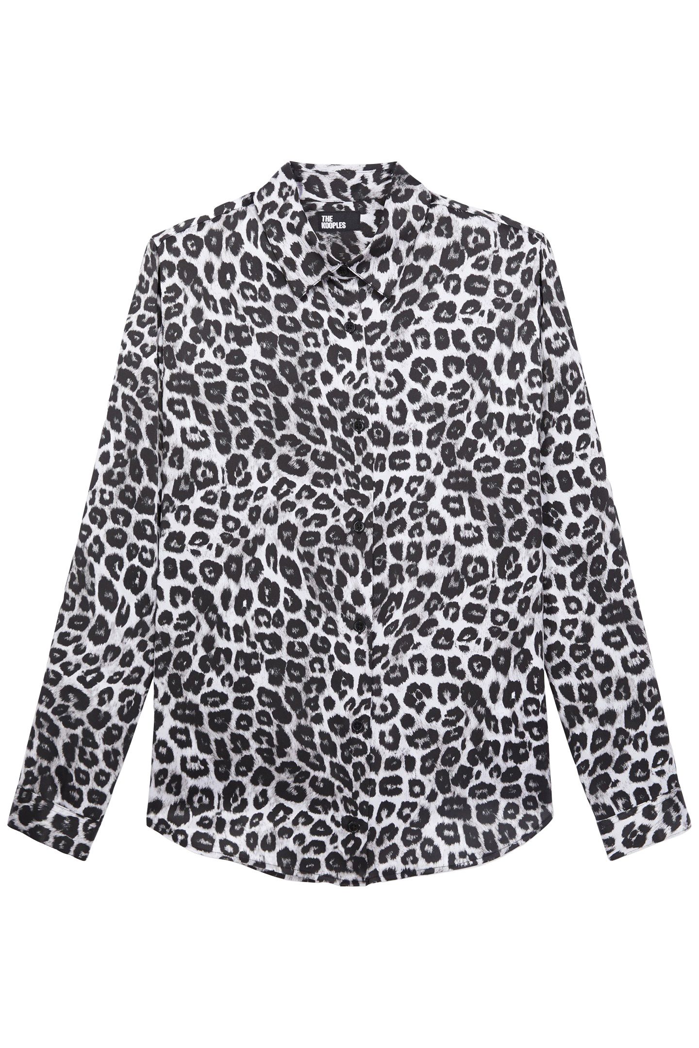 LONG SLEEVE SATIN SHIRT BLACK WHITE LEOPARD 3