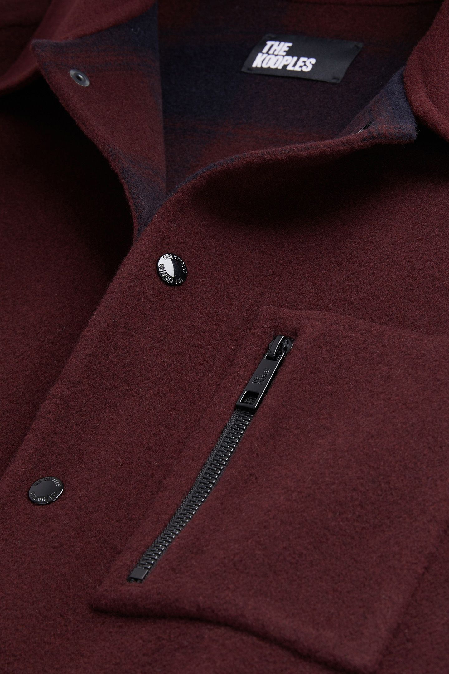 DOUBLE-SIDED WOOL JACKET WITH CHECKED INSIDE BORDEAUX/NAVY 5