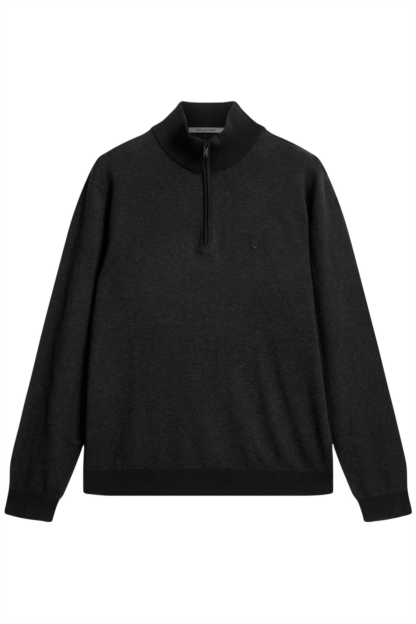 GRAND BIRDSEYE HALF ZIP IN CTN CASH BLACK 2