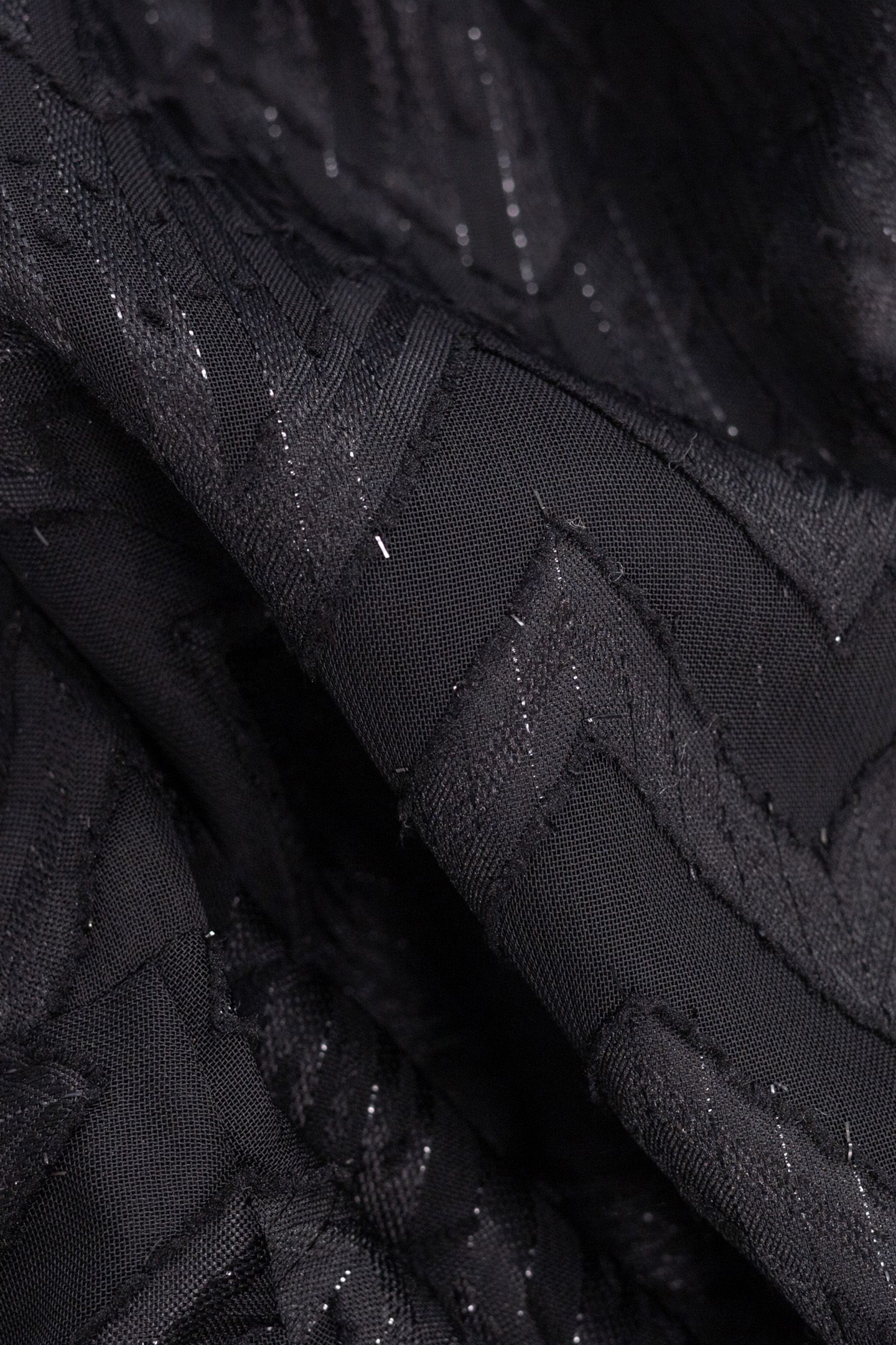 BLACK JACQUARD HERRINGBONE LUREX VOILE BLOUSE 7