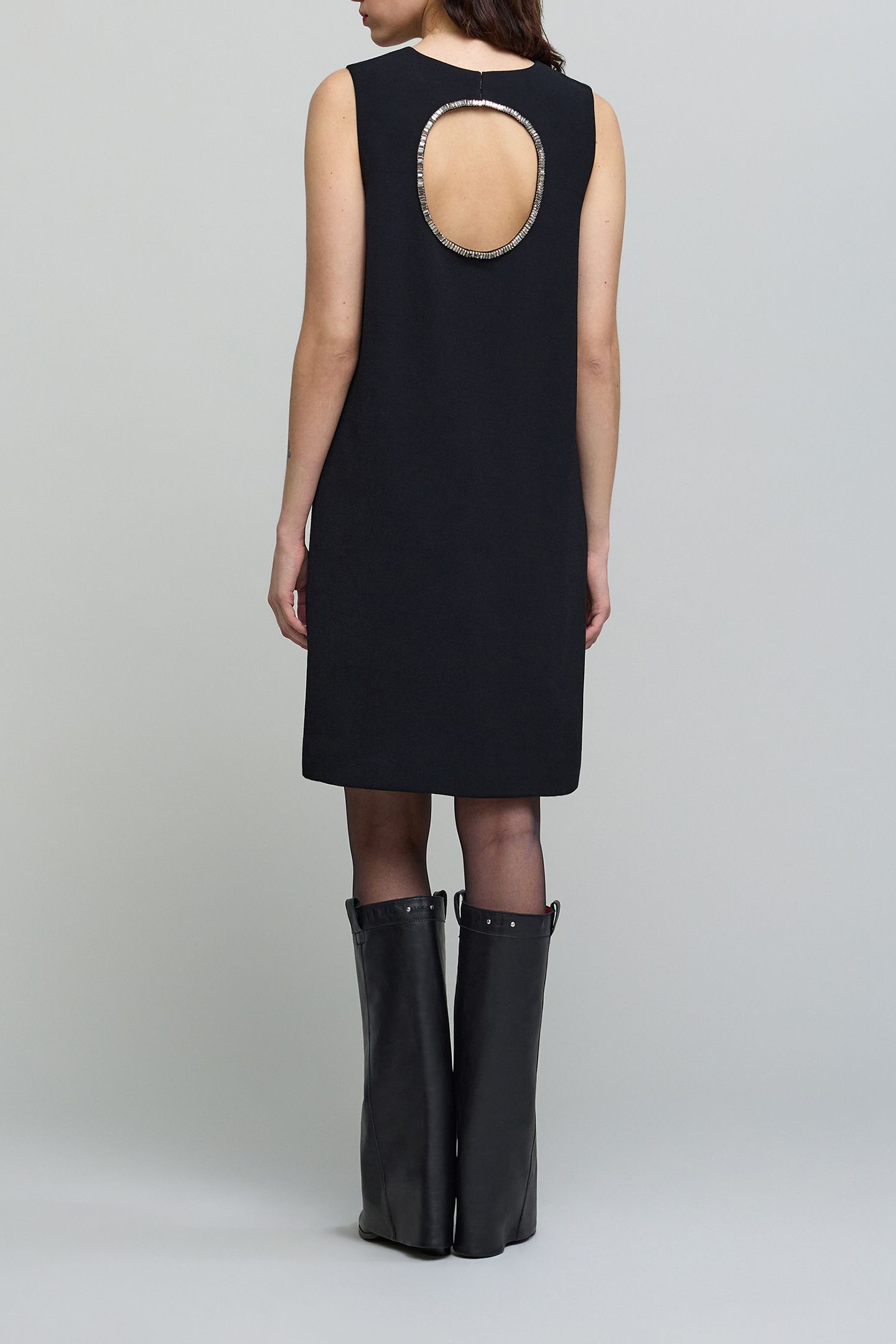 BLACK JEWEL-BACK CHASUBLE DRESS 2