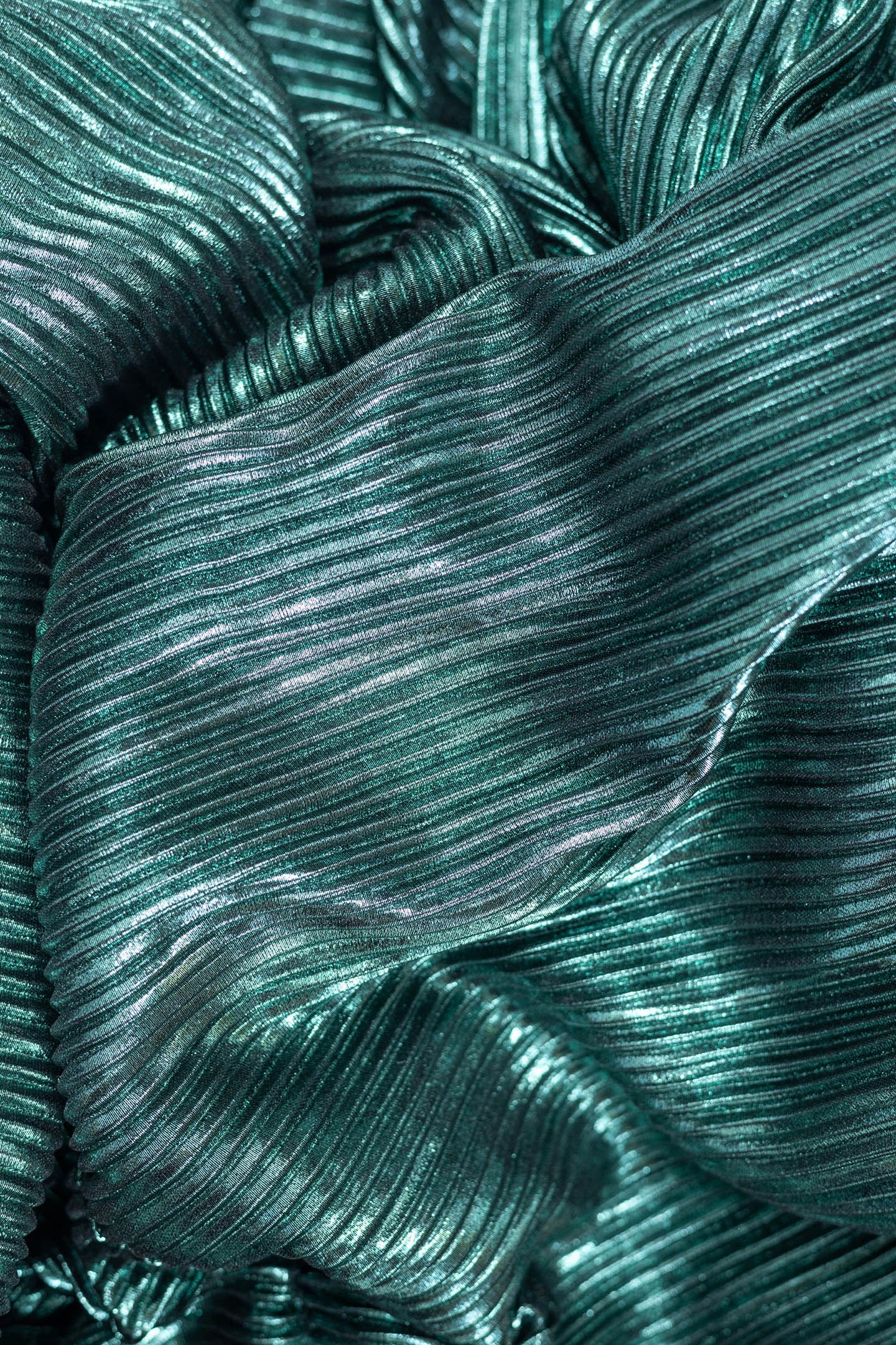 METALLIC EMERALD PLEATED DRESS 7