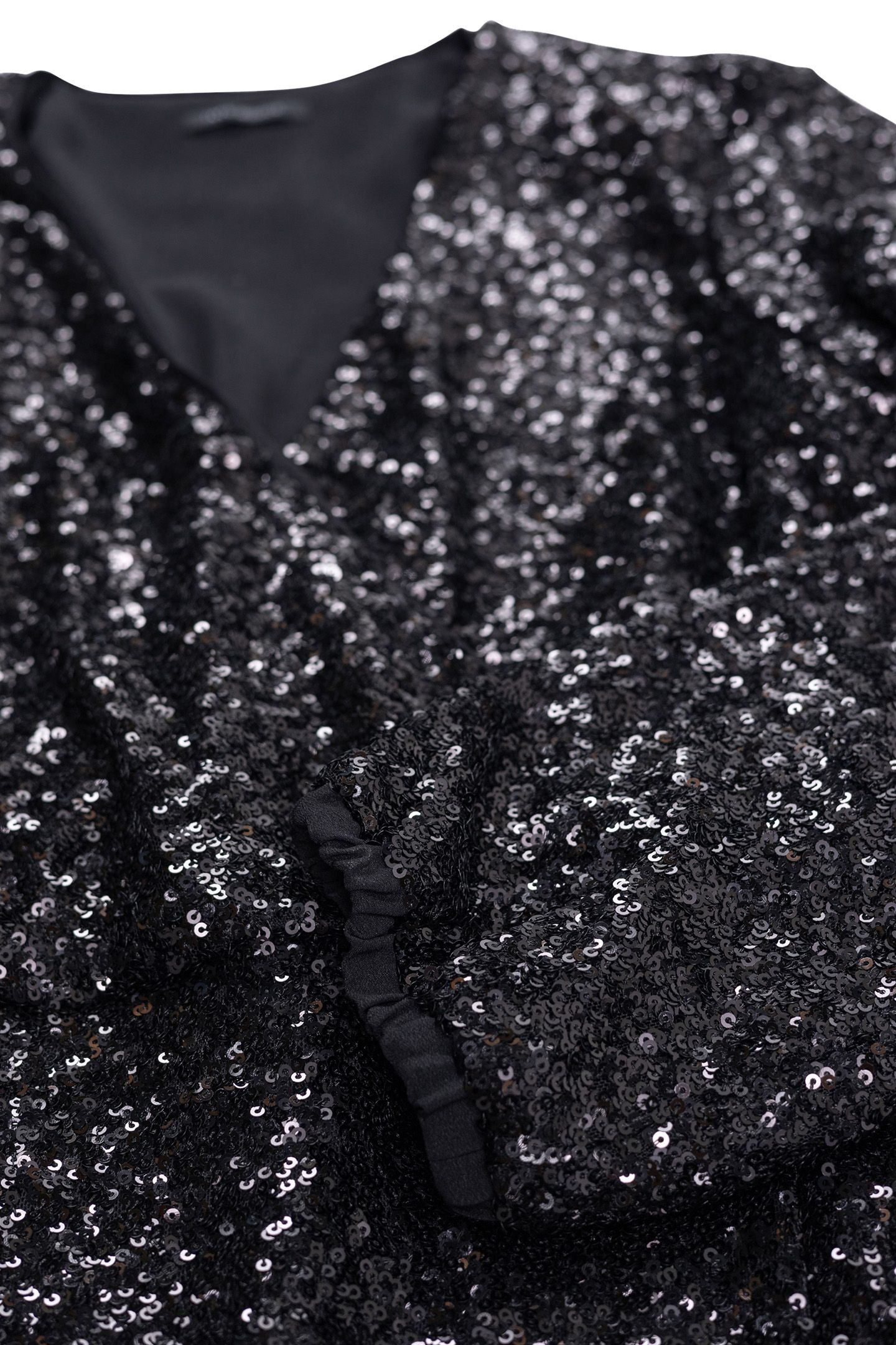 BLACK SEQUIN-EMBROIDERED WRAP DRESS 6