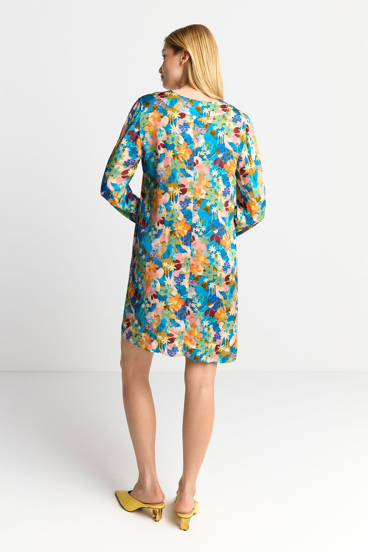 PRINTED V-NECK MINI DRESS WITH FLOWER PRINT RECYCLED ORIGINA 3