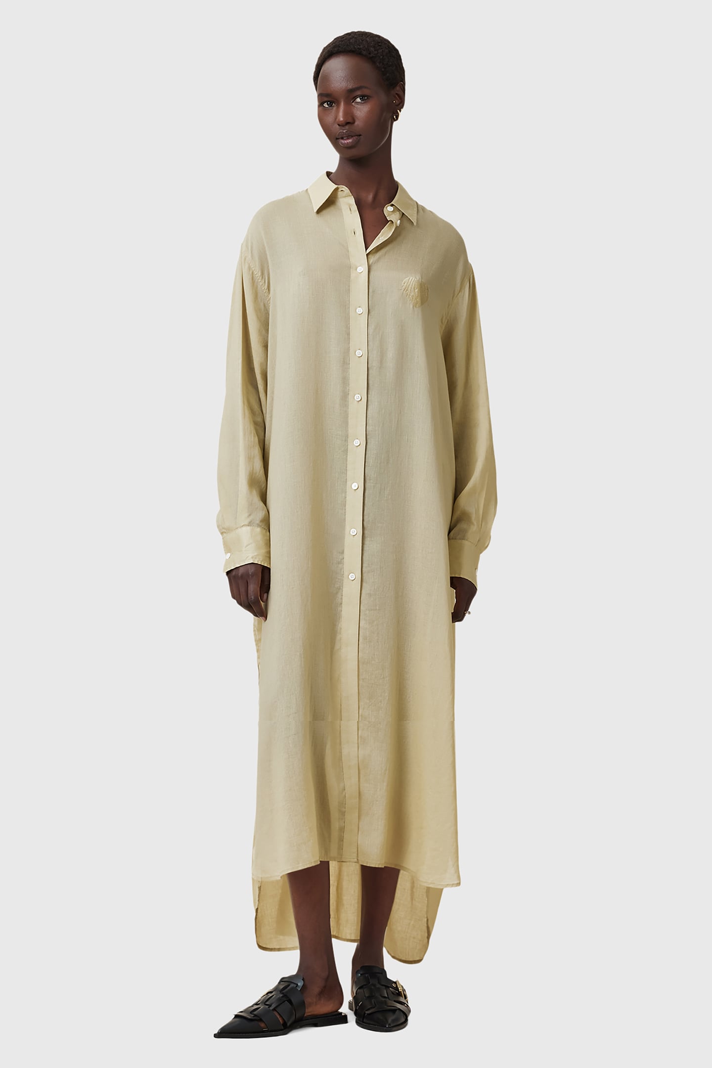 EZRA SHIRT DRESS OLIVE YELLOW 1