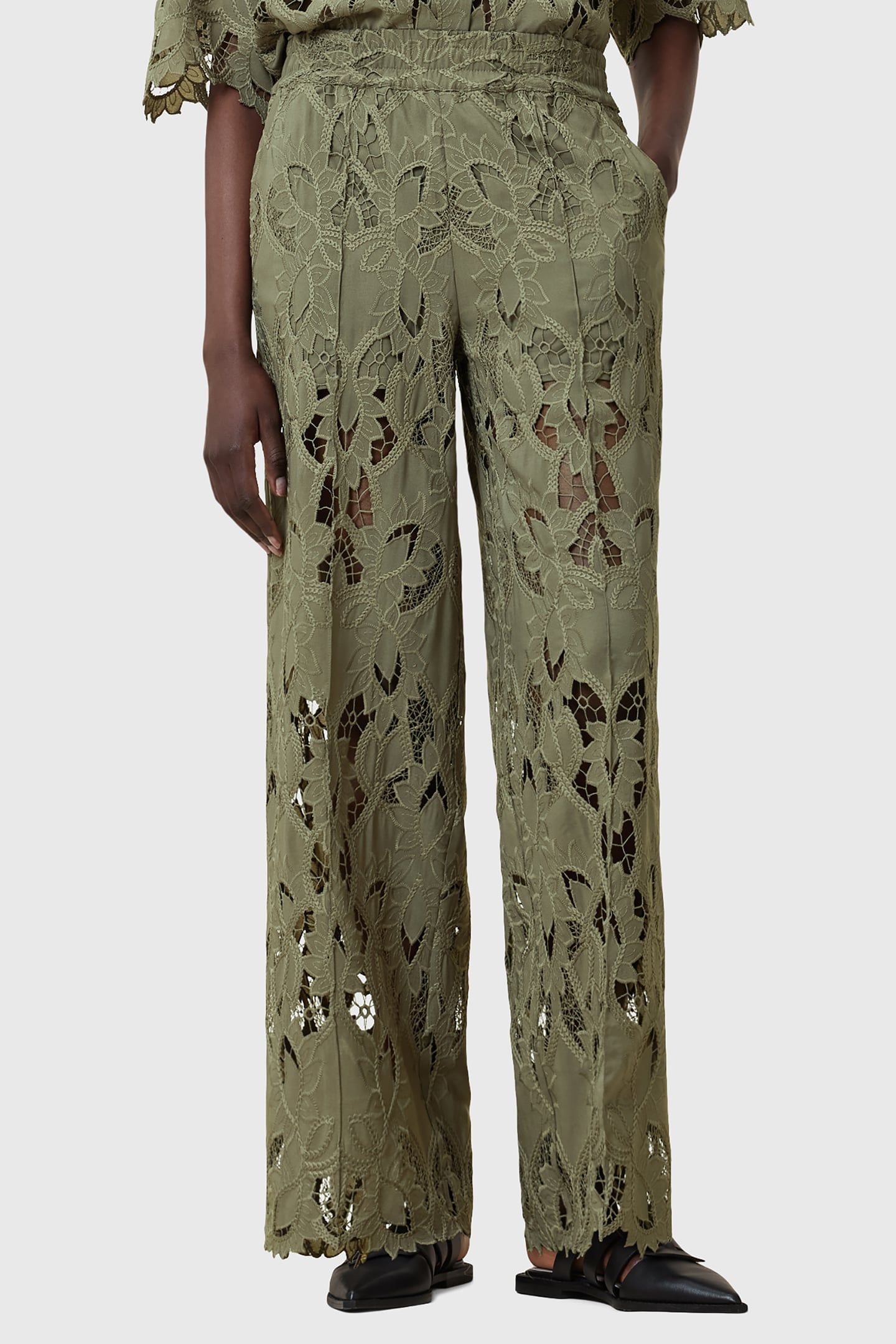 CHARLI EMB TROUSER MERMAID GREEN 1