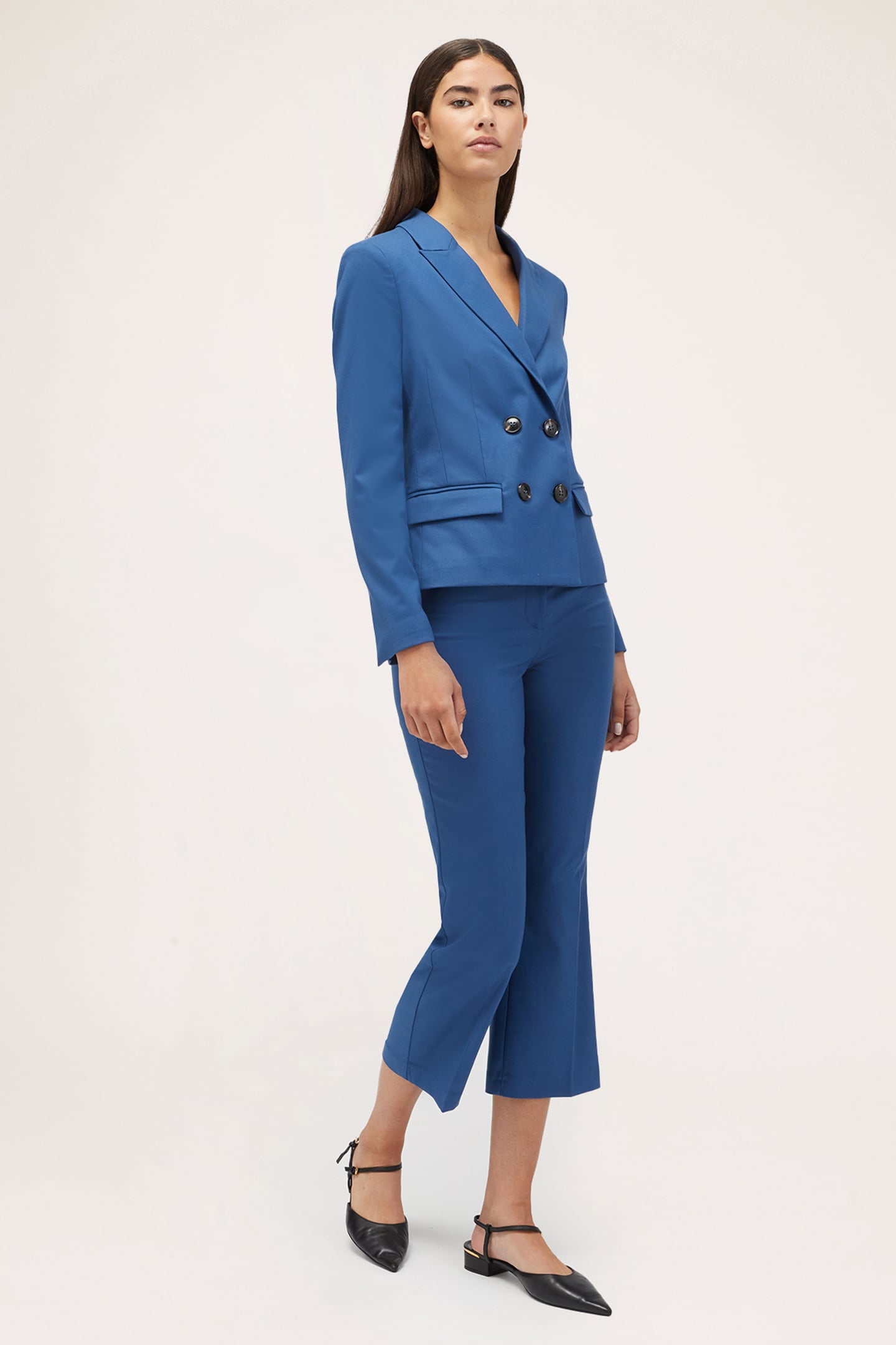 POLYVISCOSE DOUBLE-BREASTED JACKET BLUE 3