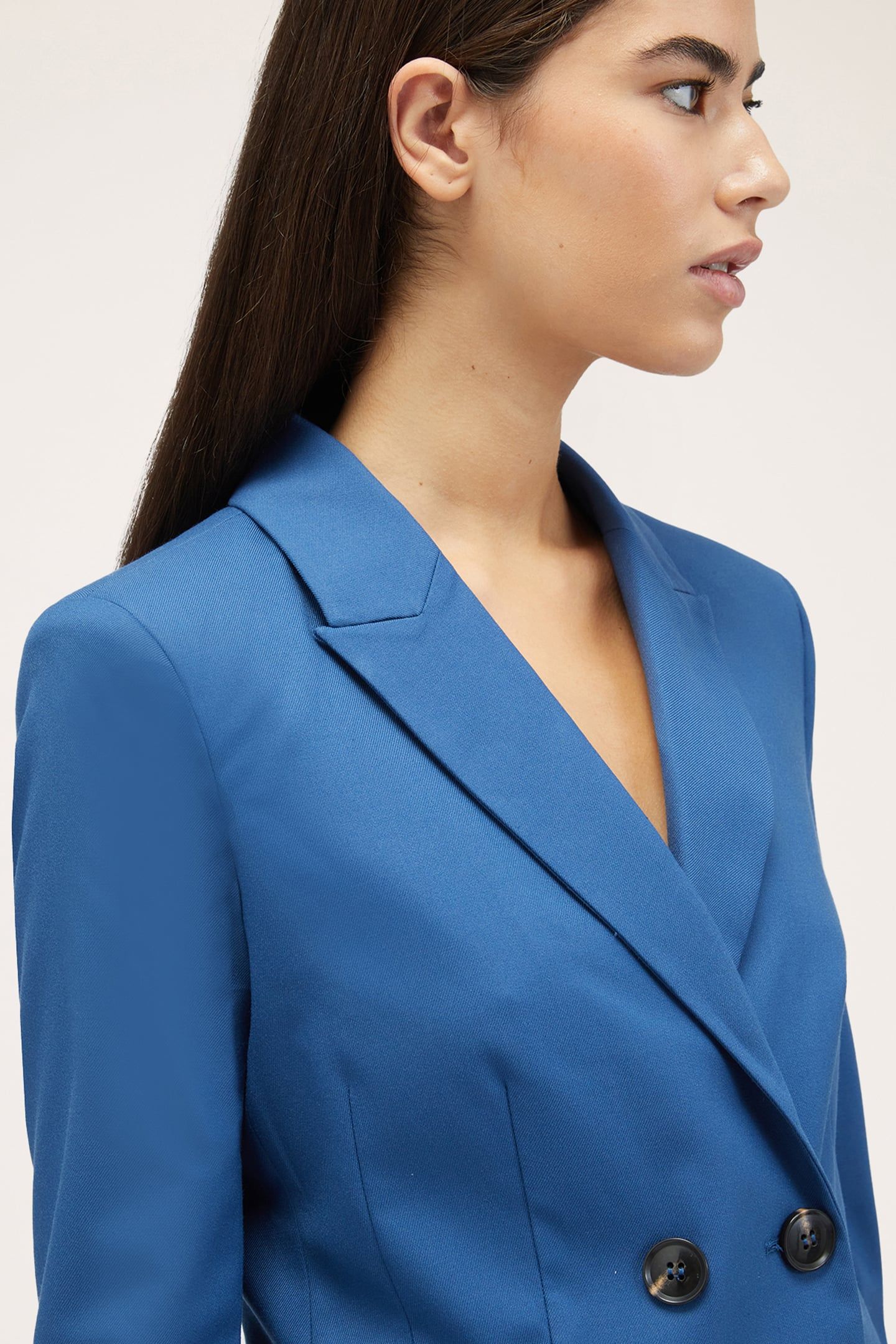 POLYVISCOSE DOUBLE-BREASTED JACKET BLUE 5