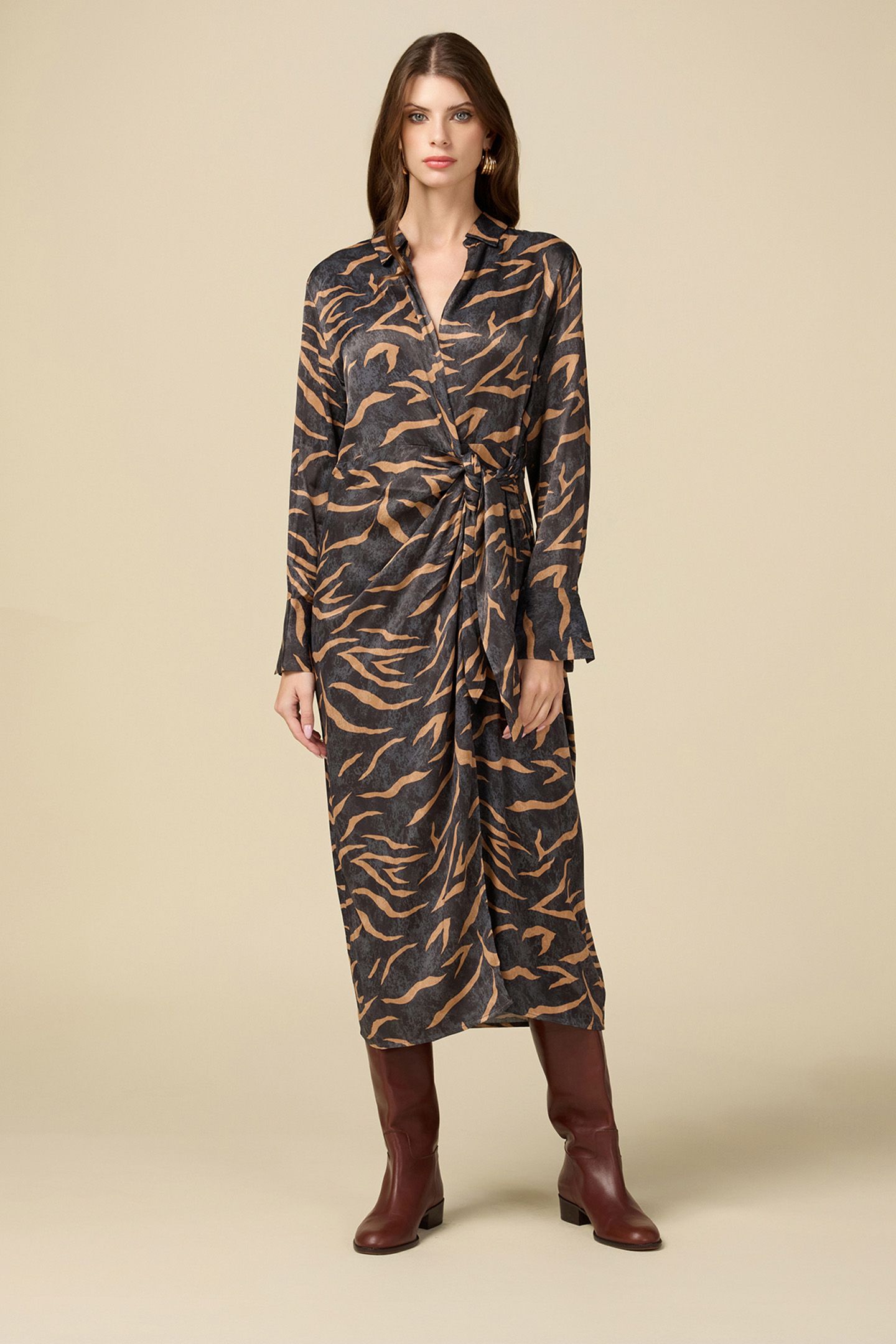 WRAP MIDI DRESS GREY 1