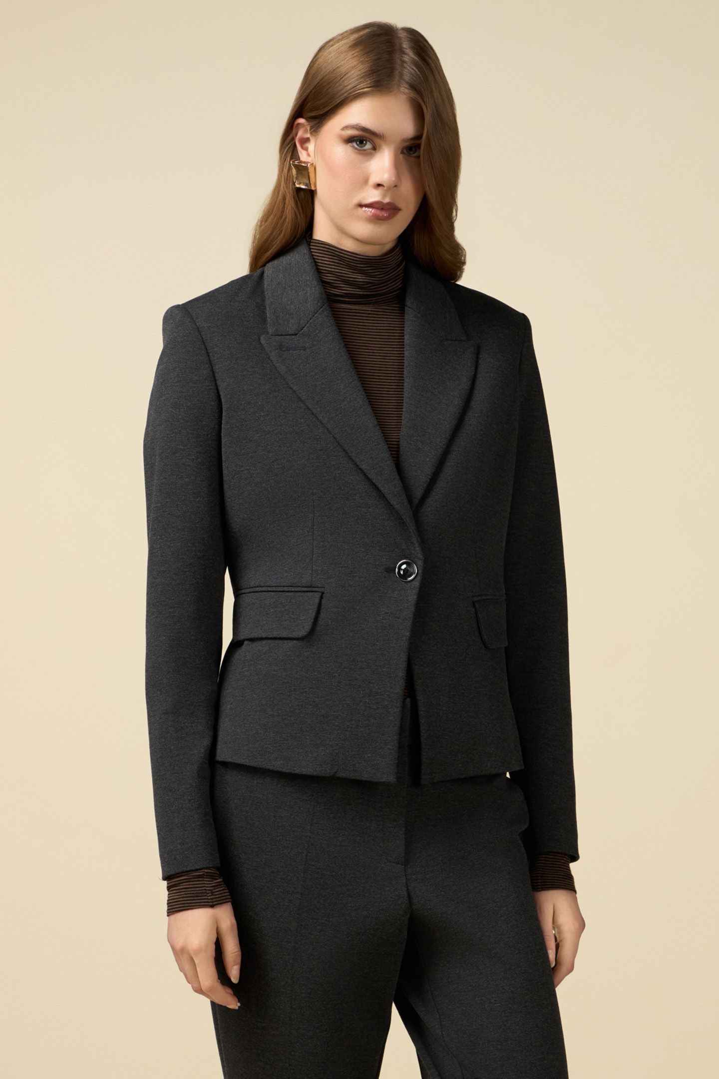 MILANO KNIT FABRIC BLAZER GREY 1