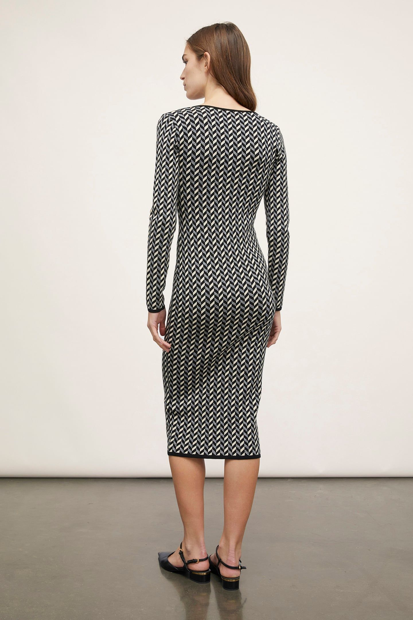 LUREX JACQUARD KNIT SHEATH DRESS BLACK 3