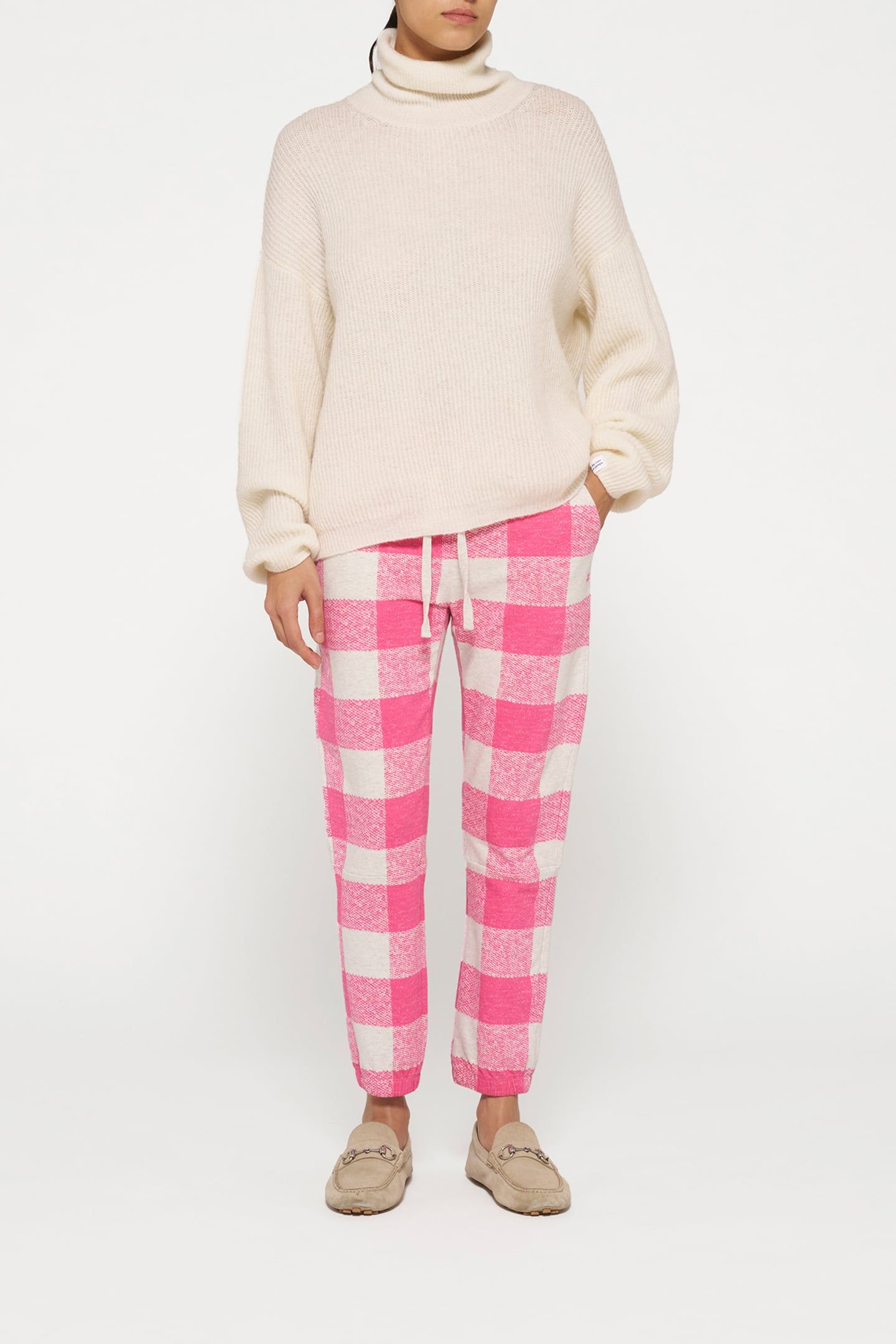 CROPPED JOGGER CHECK BRIGHT PINK 2