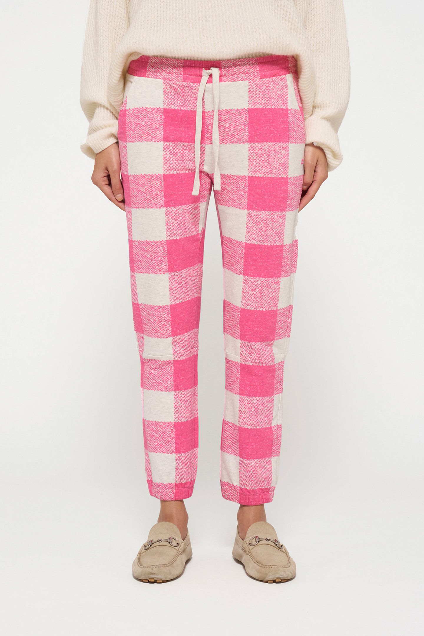 CROPPED JOGGER CHECK BRIGHT PINK 1