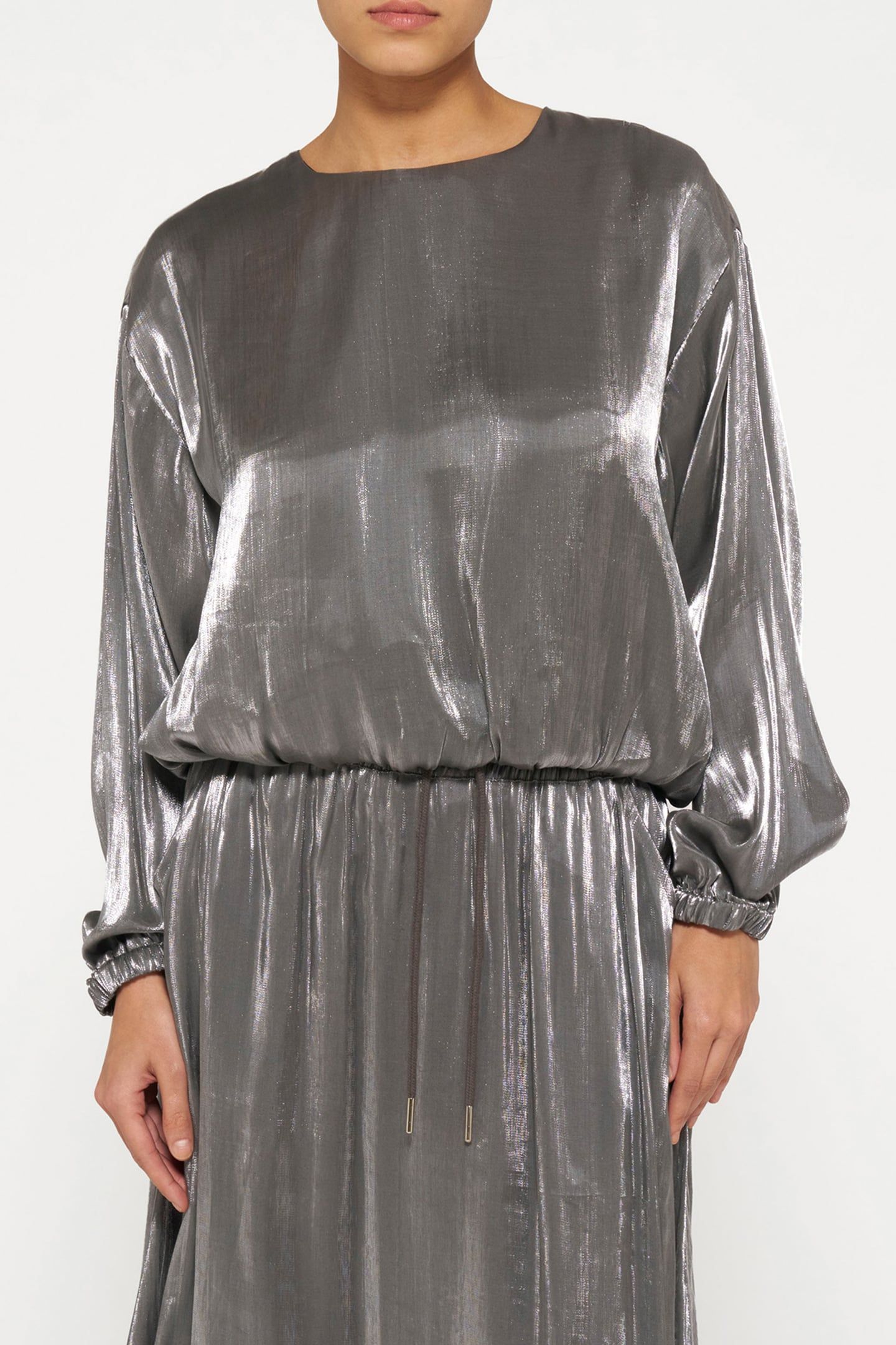 SHINY BALLOON BLOUSE SILVER 1