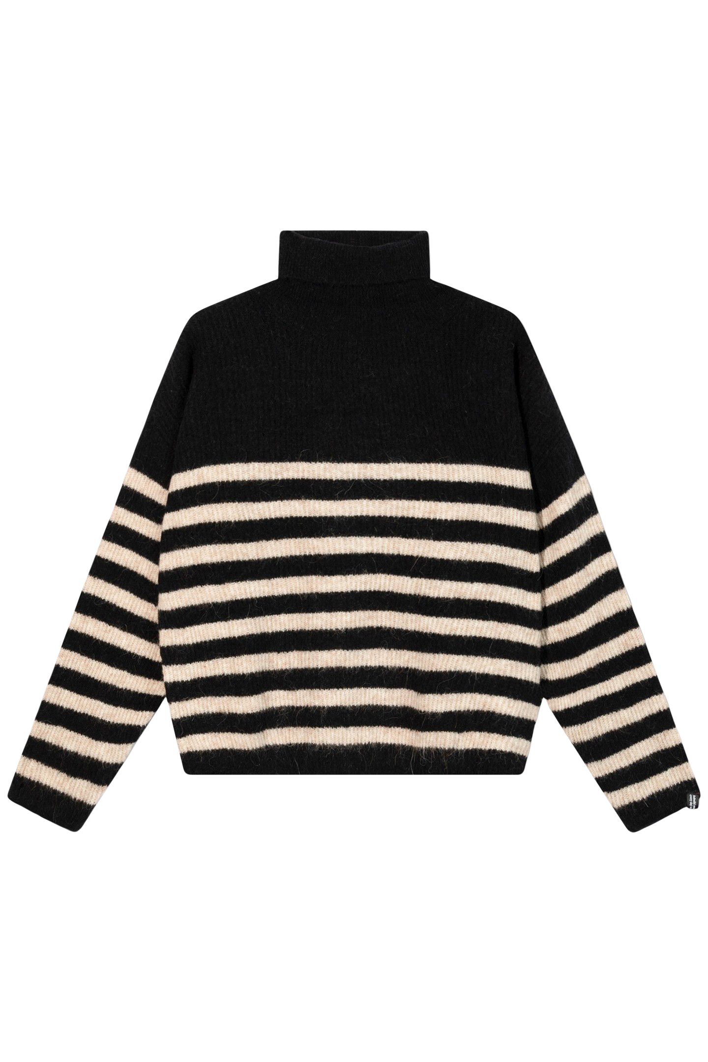 COLL SWEATER KNIT STRIPES BLACK/LIGHT LATTE 4