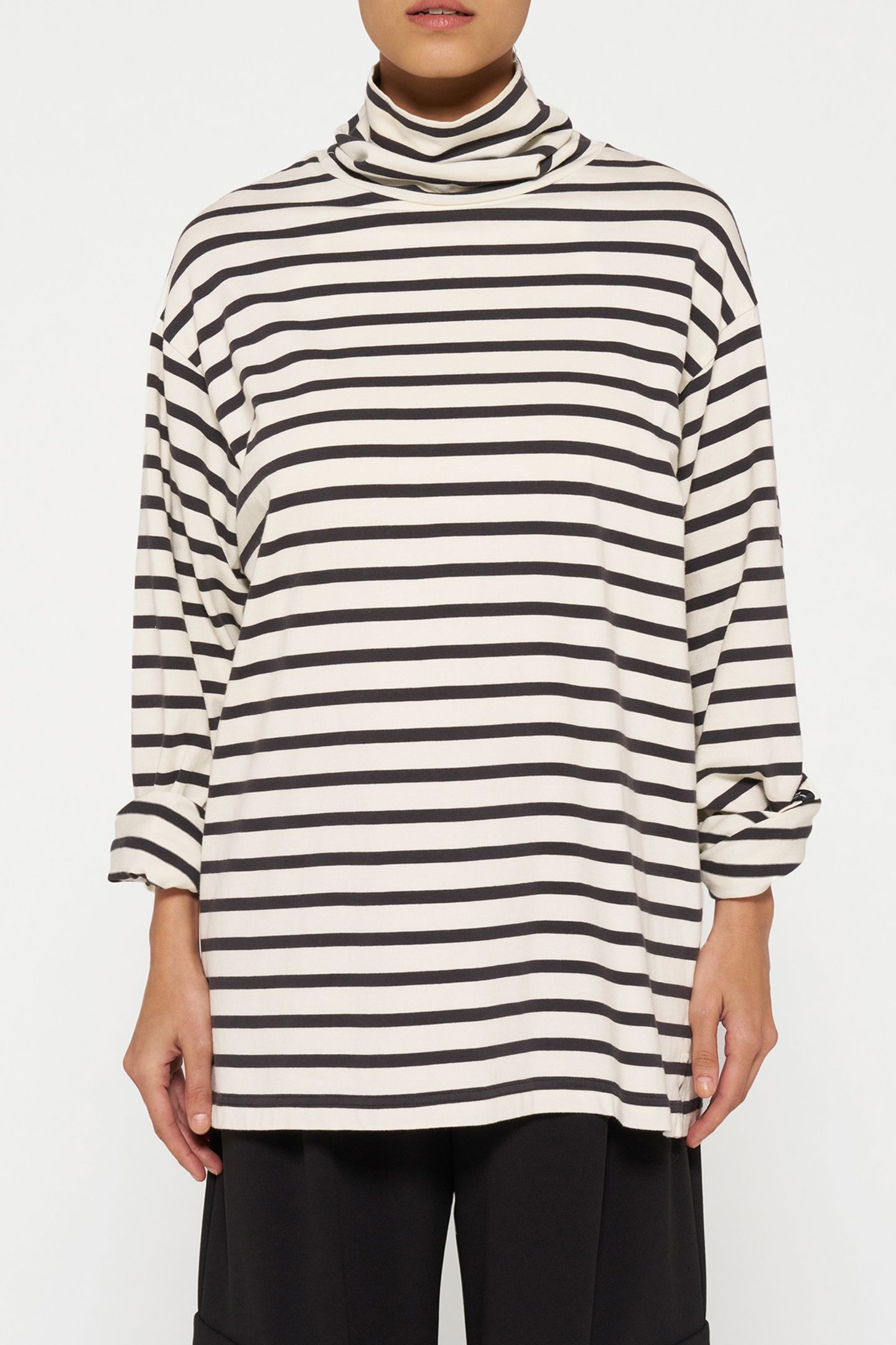 LONGSLEEVE COLL TEE STRIPES LIGHT NATURAL/GREY RAVEN 1