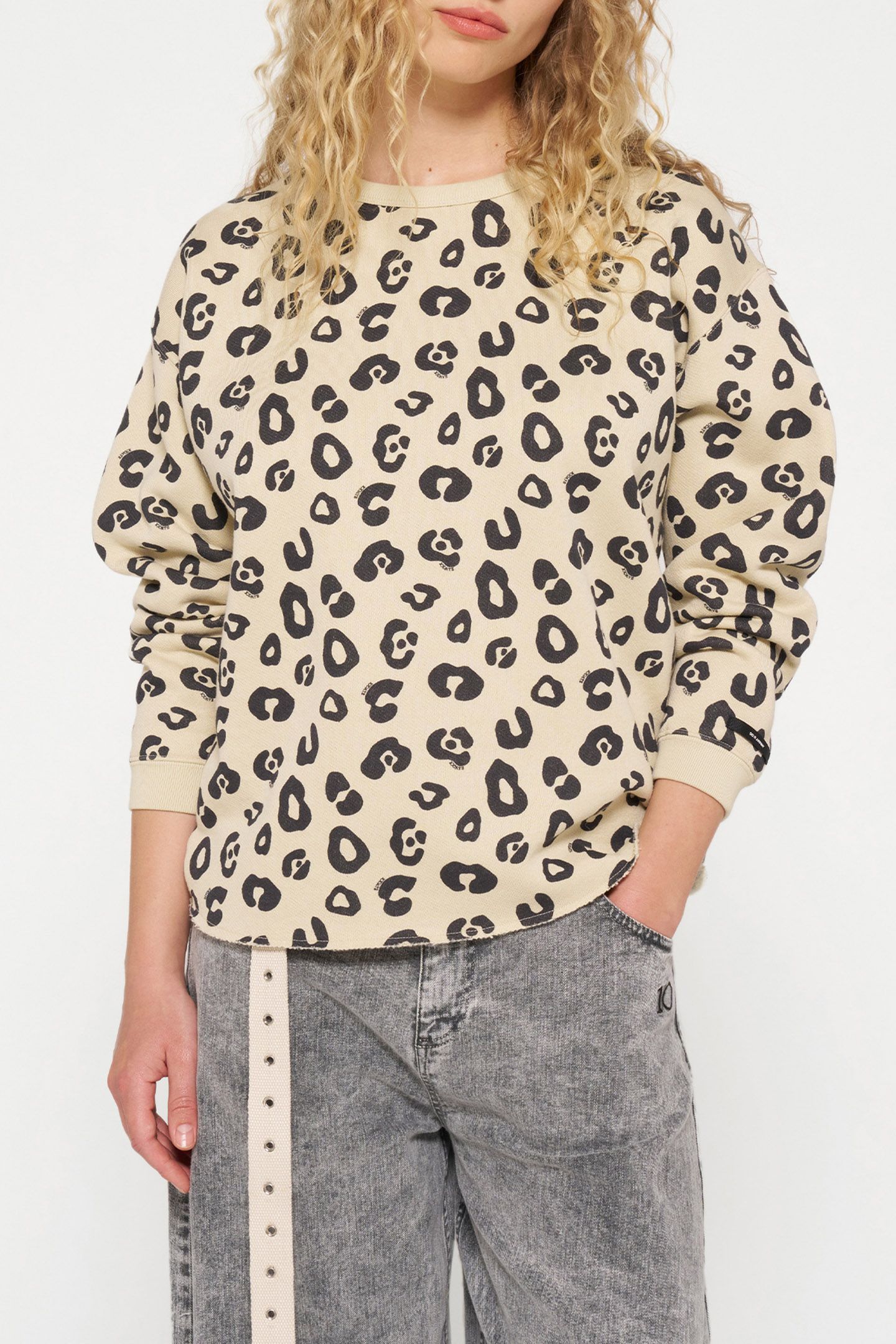 RAW EDGE SWEATER LEOPARD OYSTER 1