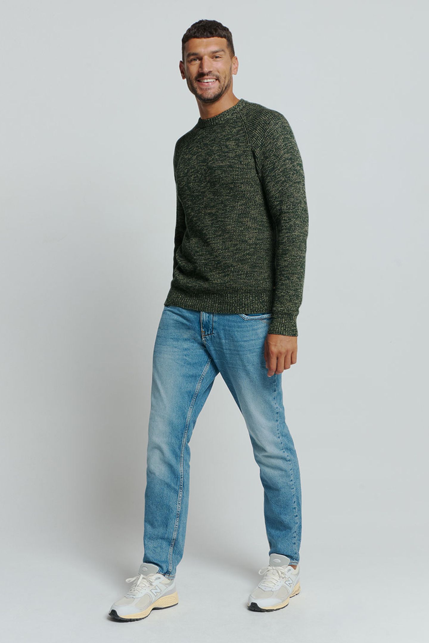 PULLOVER CREWNECK 3 COLOURED RIB DARK GREEN 3