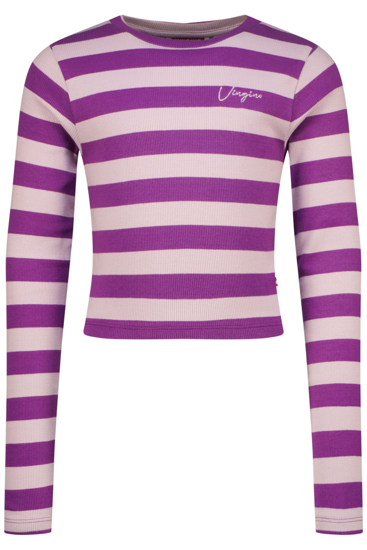 GIRLS G-BASIC-CROP RIB STRIPE SINGLET GLOSS LILAC 1