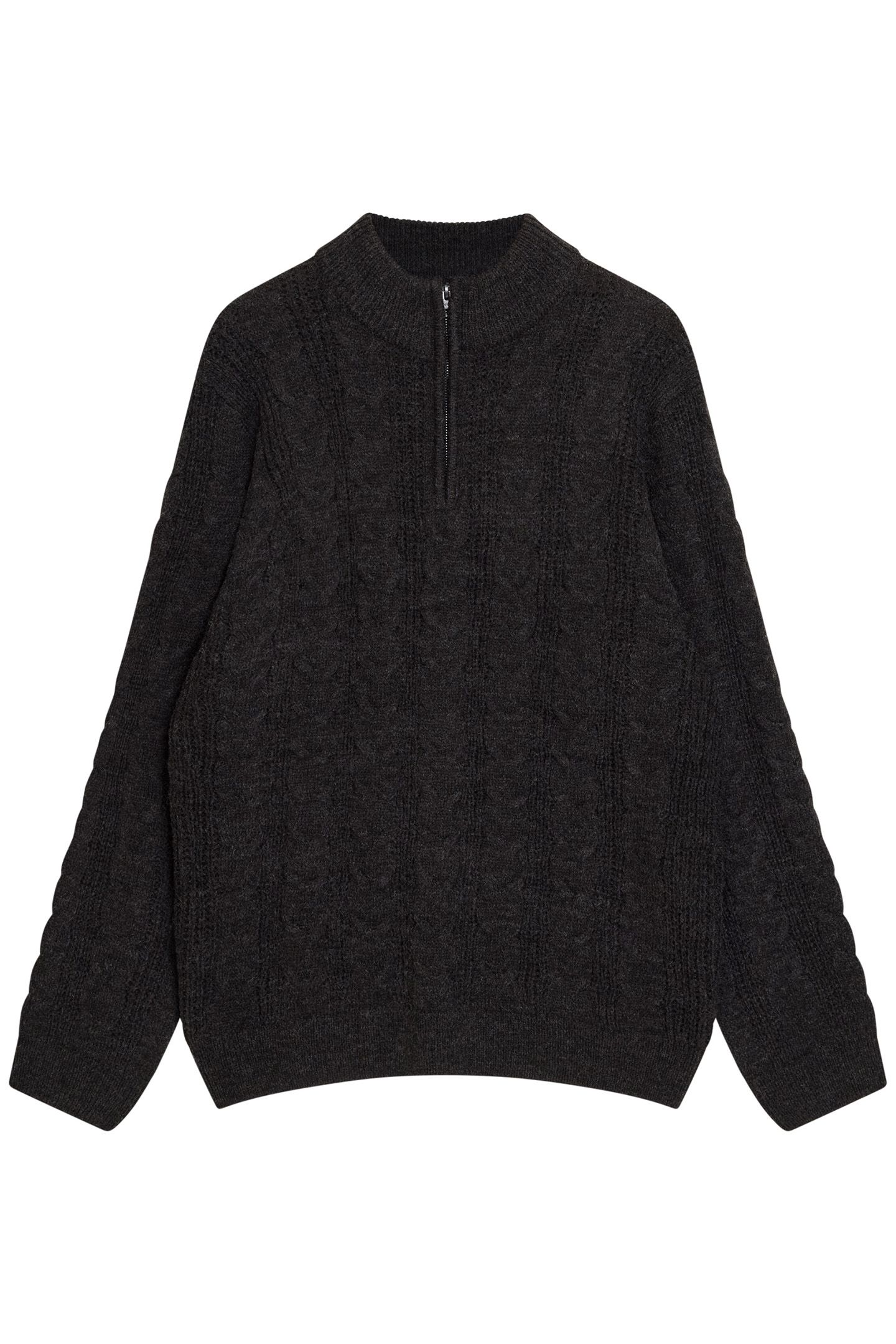 HALF ZIP CABLE CHARCOAL MEL 1