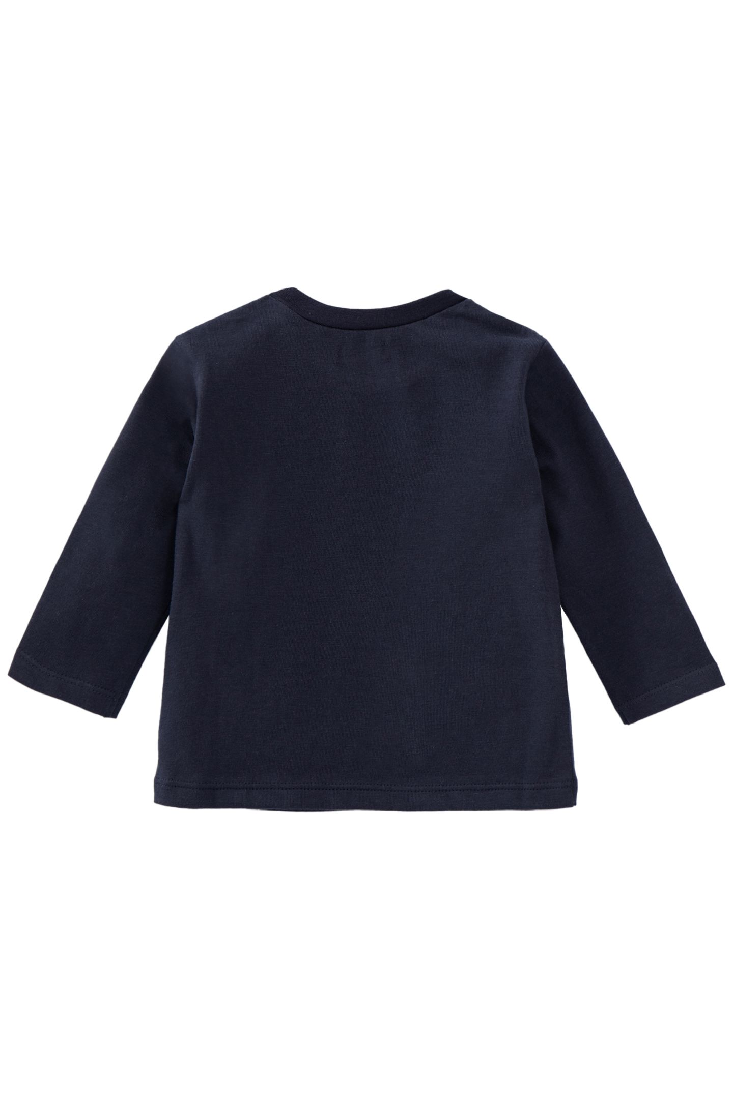 BABY BOY'S NAVY ORGANIC COTTON T-SHIRT, NEON LOOK SLOGAN 2