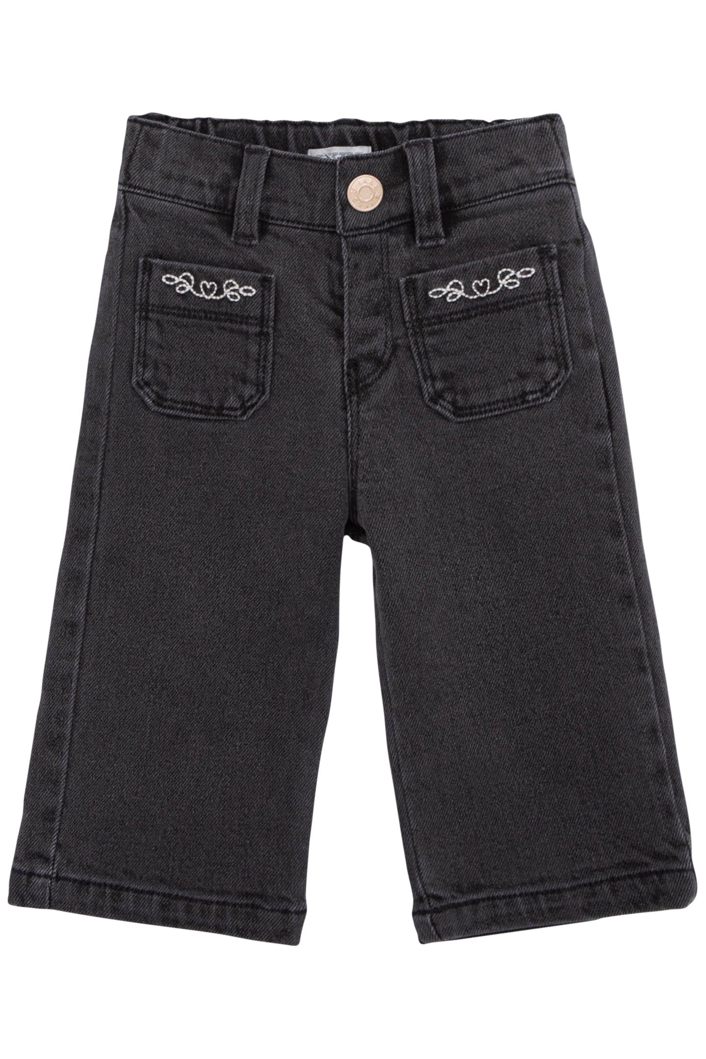 GIRL'S EMBROIDERED GREY LARGE JEANS 1
