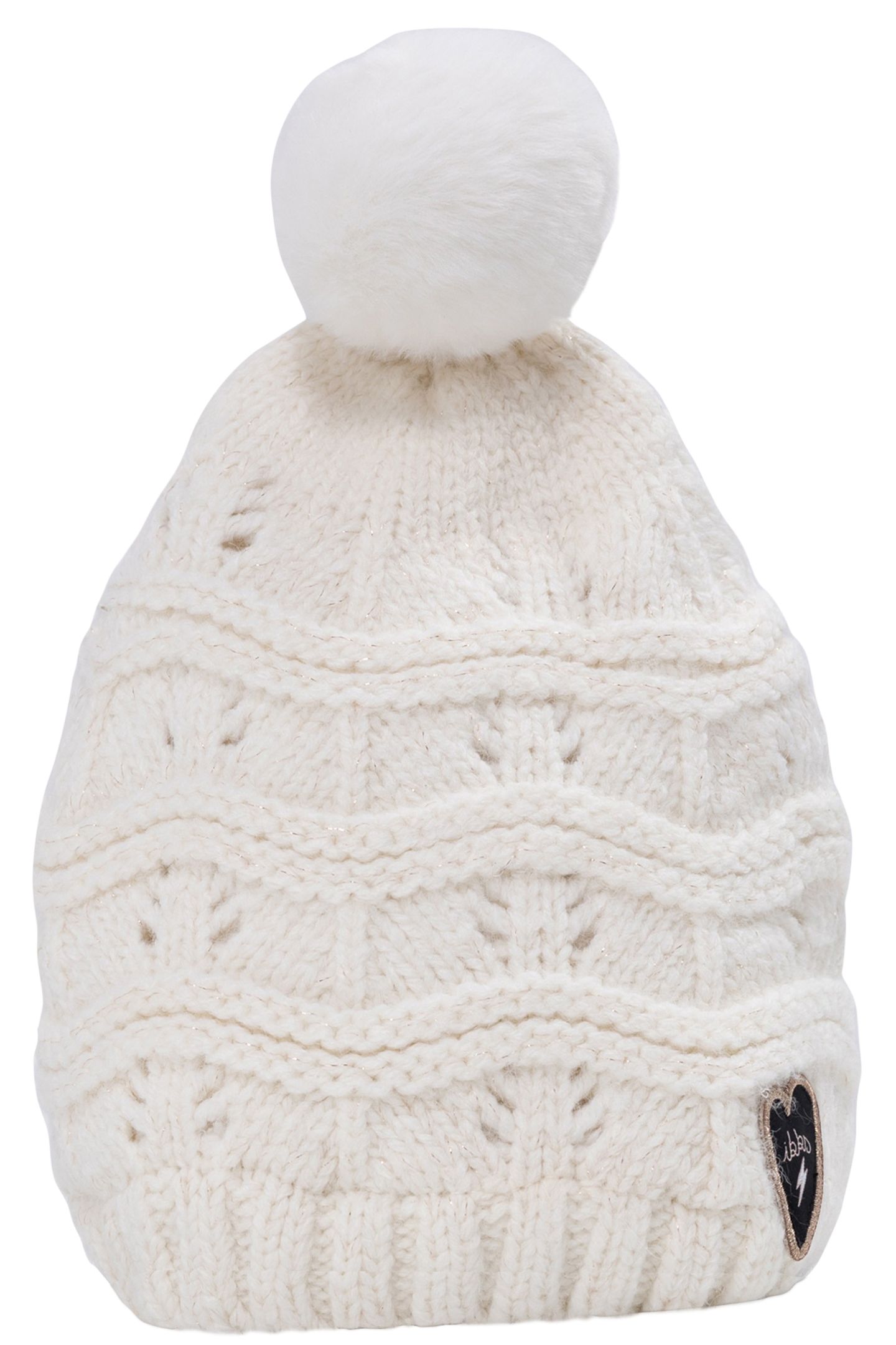 GIRL'S KNITTED ECRU FANCY FUR HAT 3