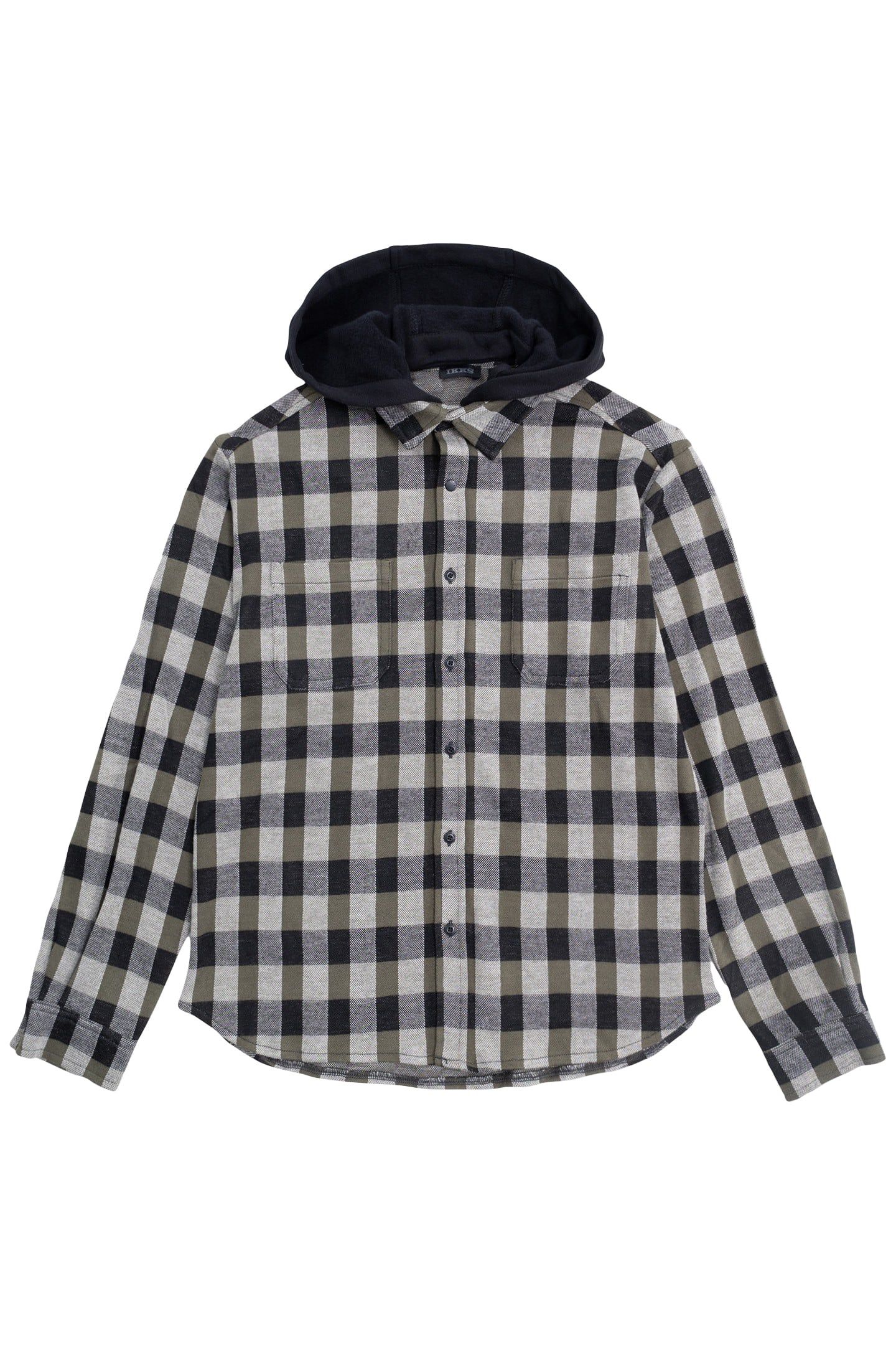 BOY'S BLACK PLAID SHIRT WITH DETACHABLE HOOD 1