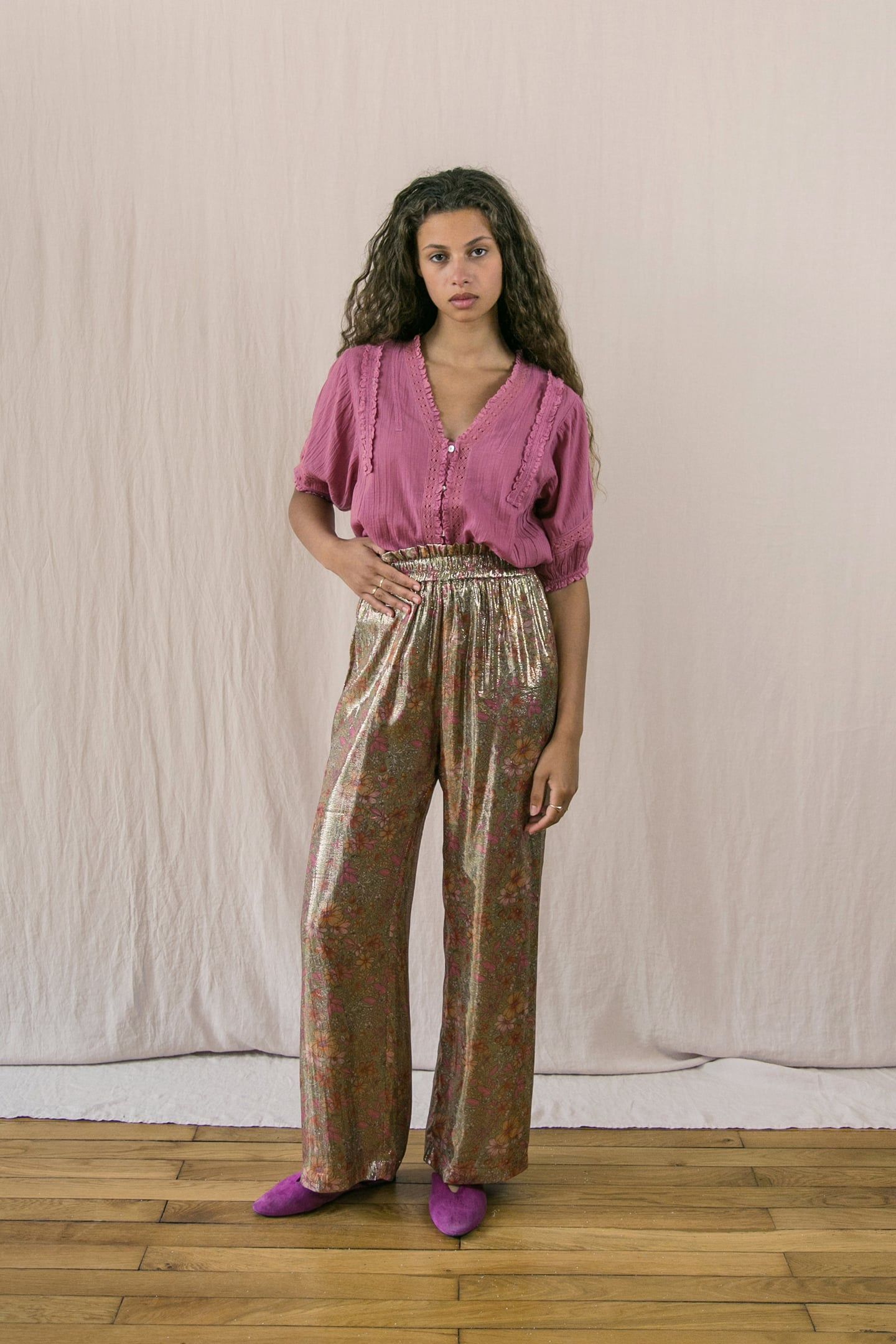 PANTS OLIVIA KHAKI MULTI FLOWERS 2