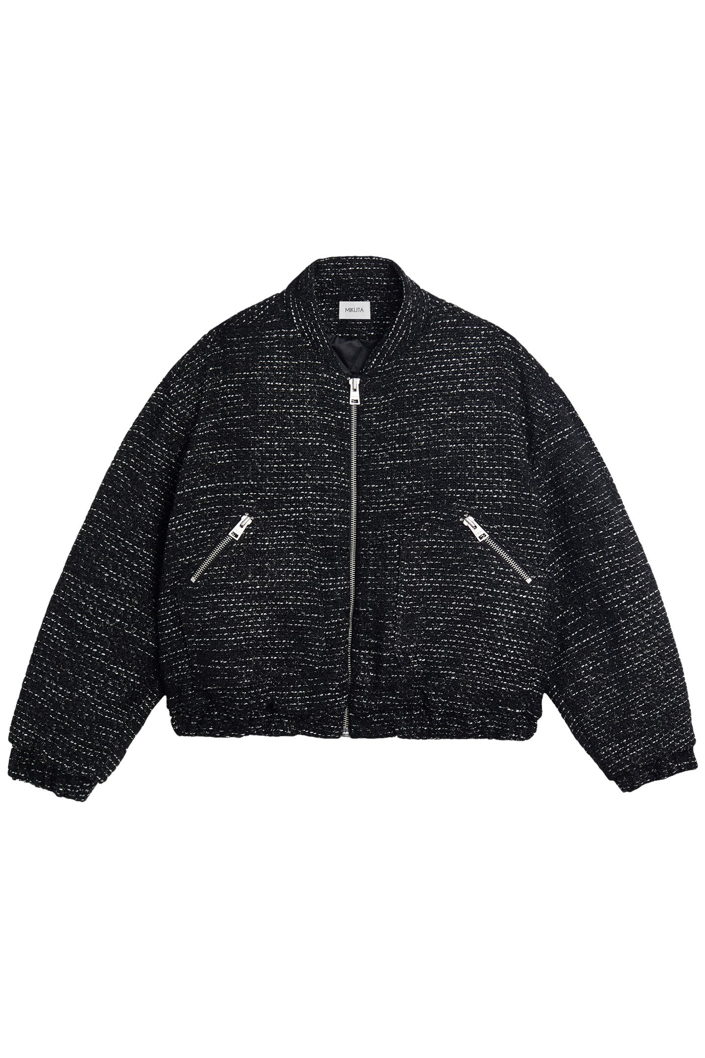 THE BLACK SPARKLY TWEED BOMBER JACKET 3